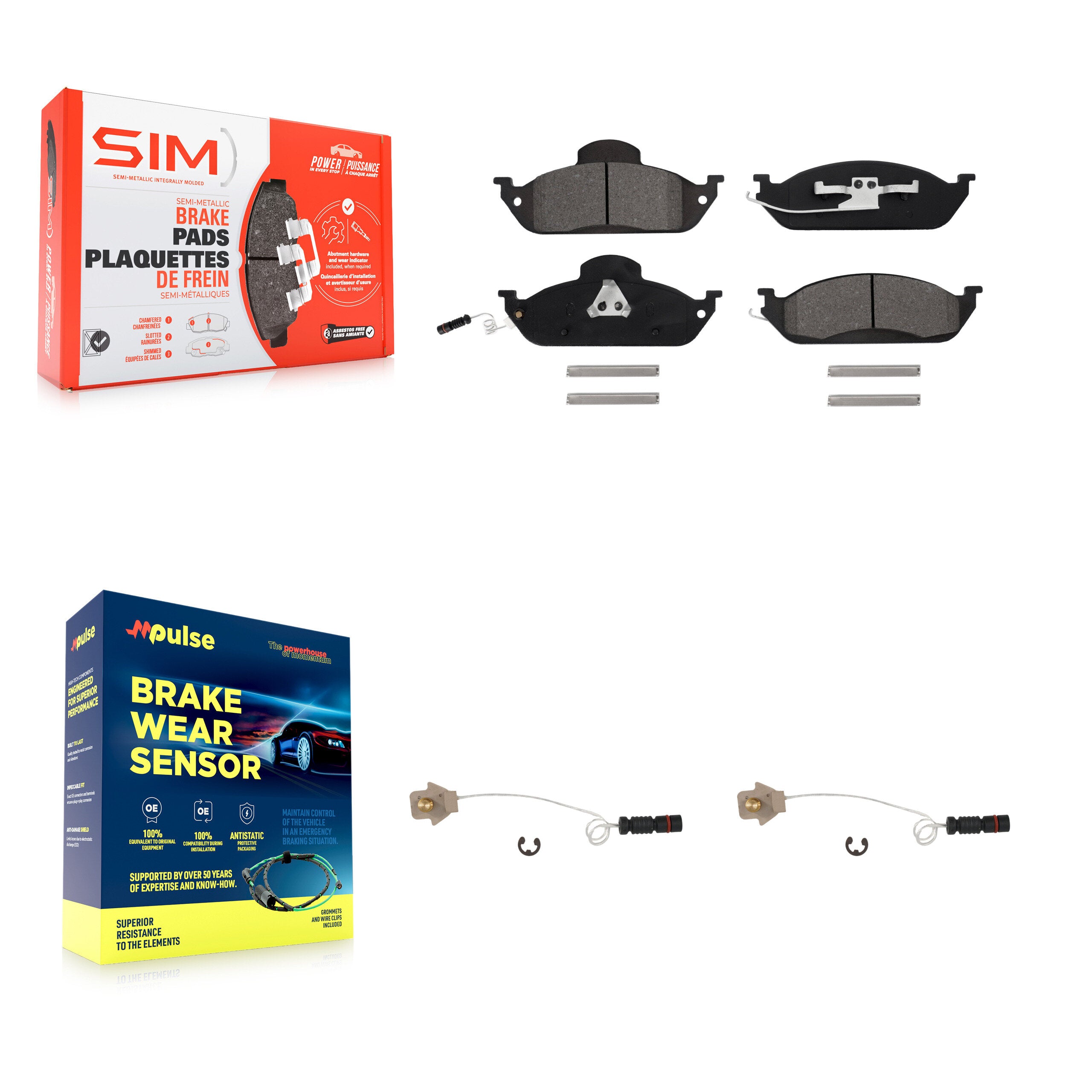 Front Semi-Metallic Brake Pad & Extra Wear Sensor Kit For Mercedes-Benz ML320 ML350 ML430 KSW-100389