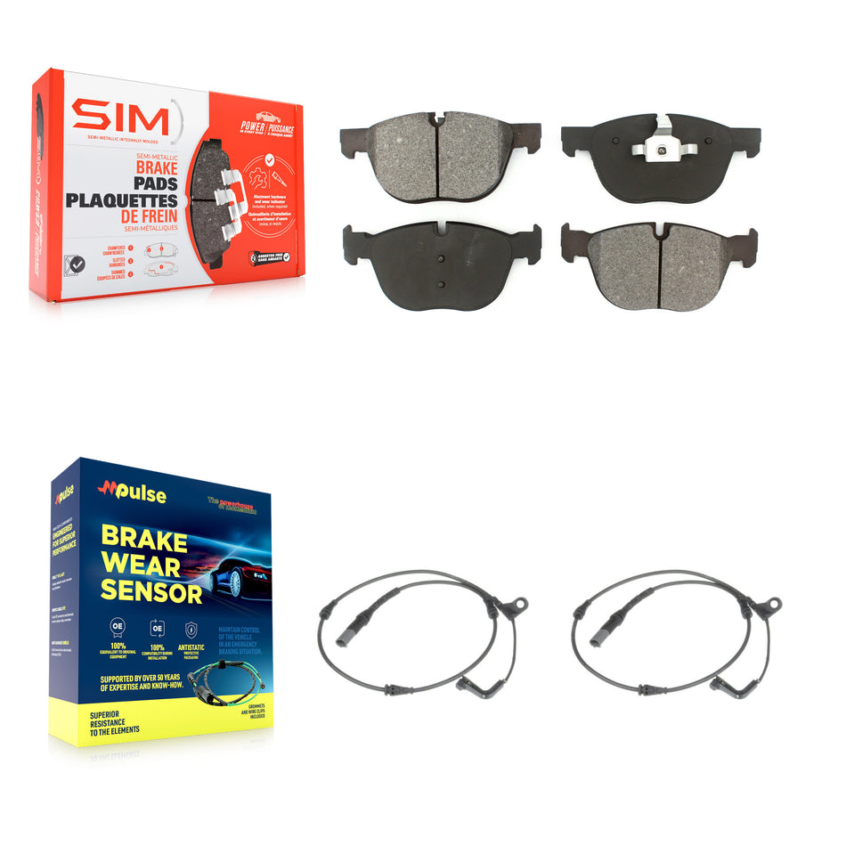 Front Semi-Metallic Disc Brake Pads And Wear Sensors Kit For BMW X5 X6 KSW-100394