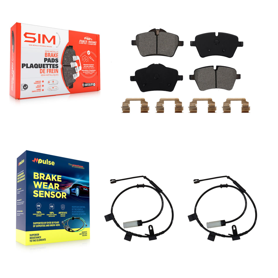 Front Semi-Metallic Disc Brake Pads And Wear Sensors Kit For Mini Cooper KSW-100395