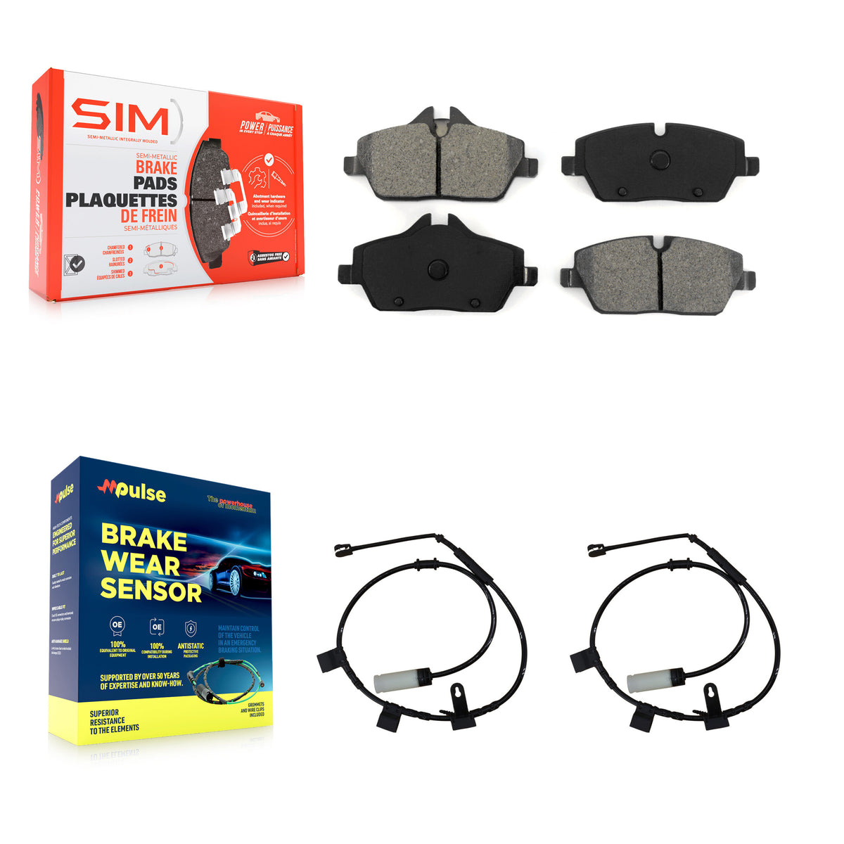 Front Semi-Metallic Disc Brake Pads And Wear Sensors Kit For Mini Cooper KSW-100396