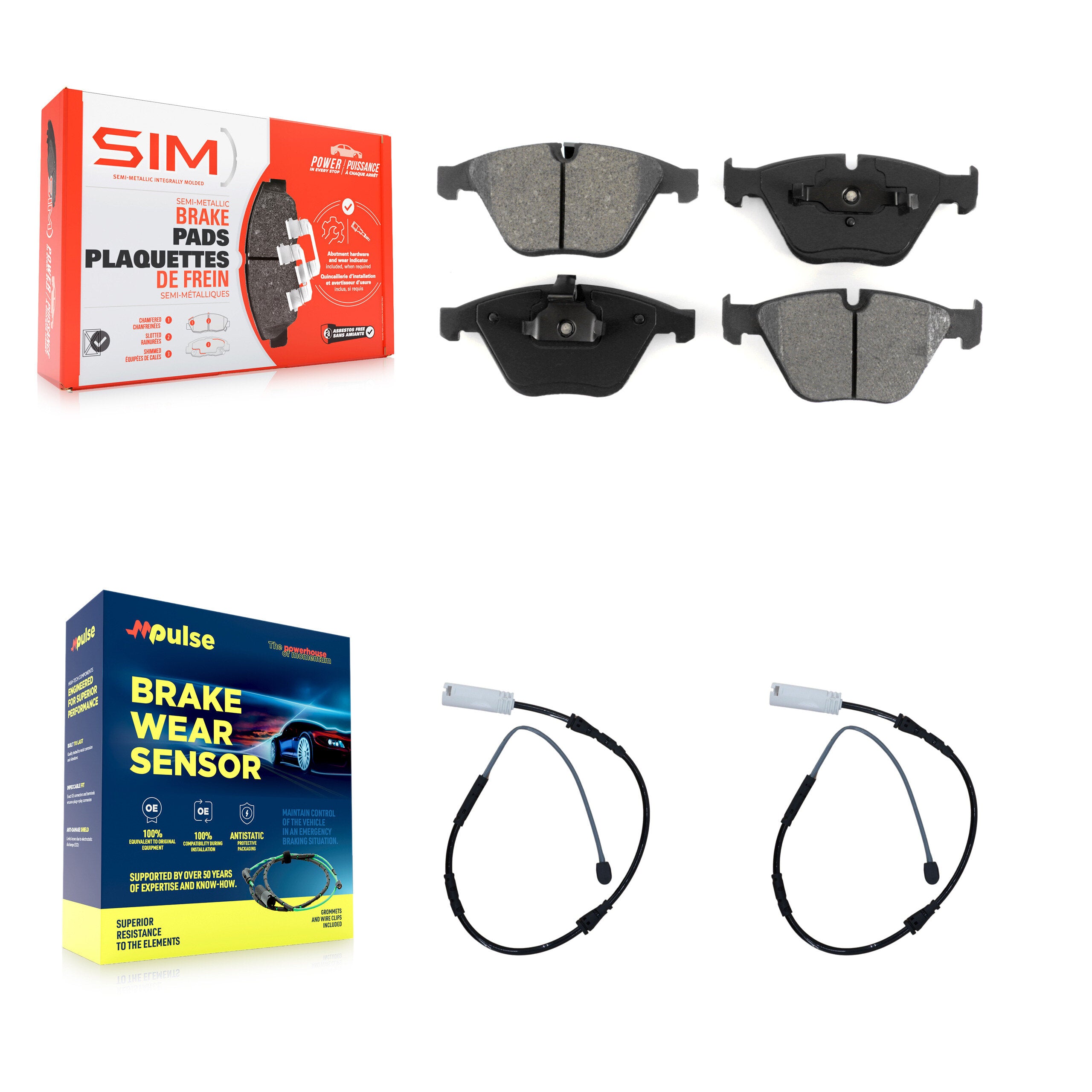 Front Semi-Metallic Disc Brake Pads And Wear Sensors Kit For BMW X1 KSW-100409