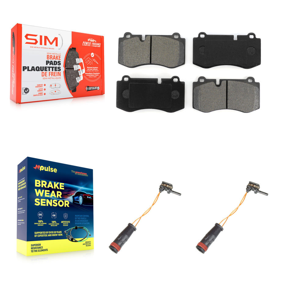 Front Semi-Metallic Disc Brake Pad And Wear Sensor Kit For Mercedes-Benz SL550 S350 CL550 KSW-100420