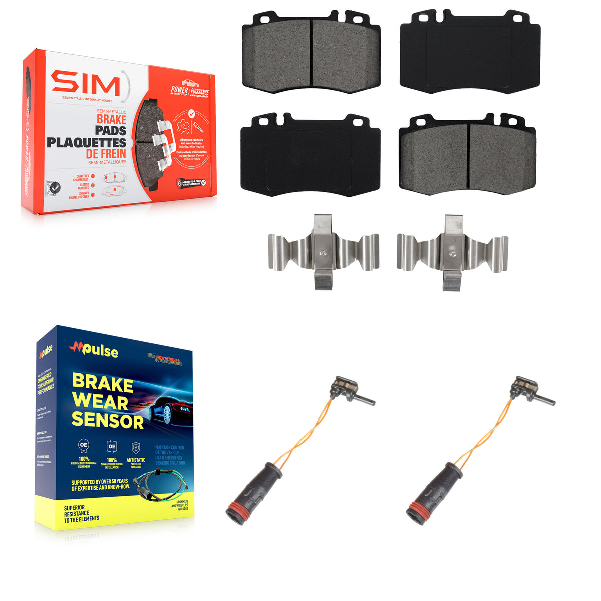 Front Semi-Metallic Brake Pads & Wear Sensor Kit For Mercedes-Benz E350 C230 SL500 SLK350 KSW-100422
