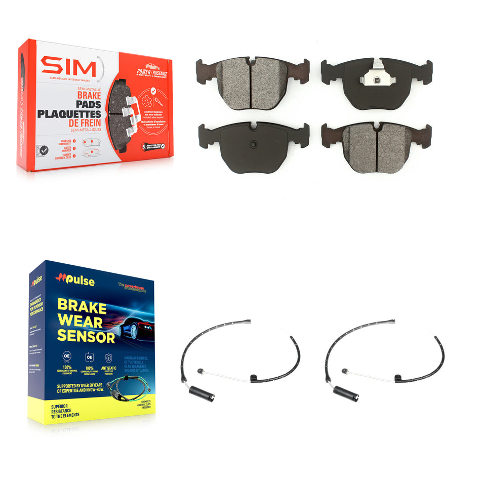 Front Semi-Metallic Disc Brake Pads And Wear Sensors Kit For BMW X5 KSW-100431