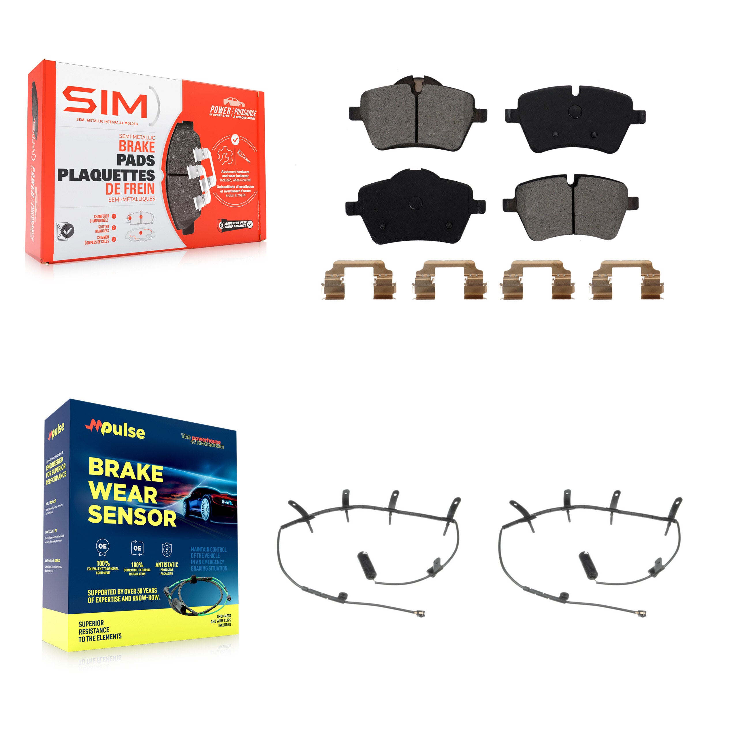 Front Semi-Metallic Disc Brake Pads And Wear Sensors Kit For Mini Cooper KSW-100438