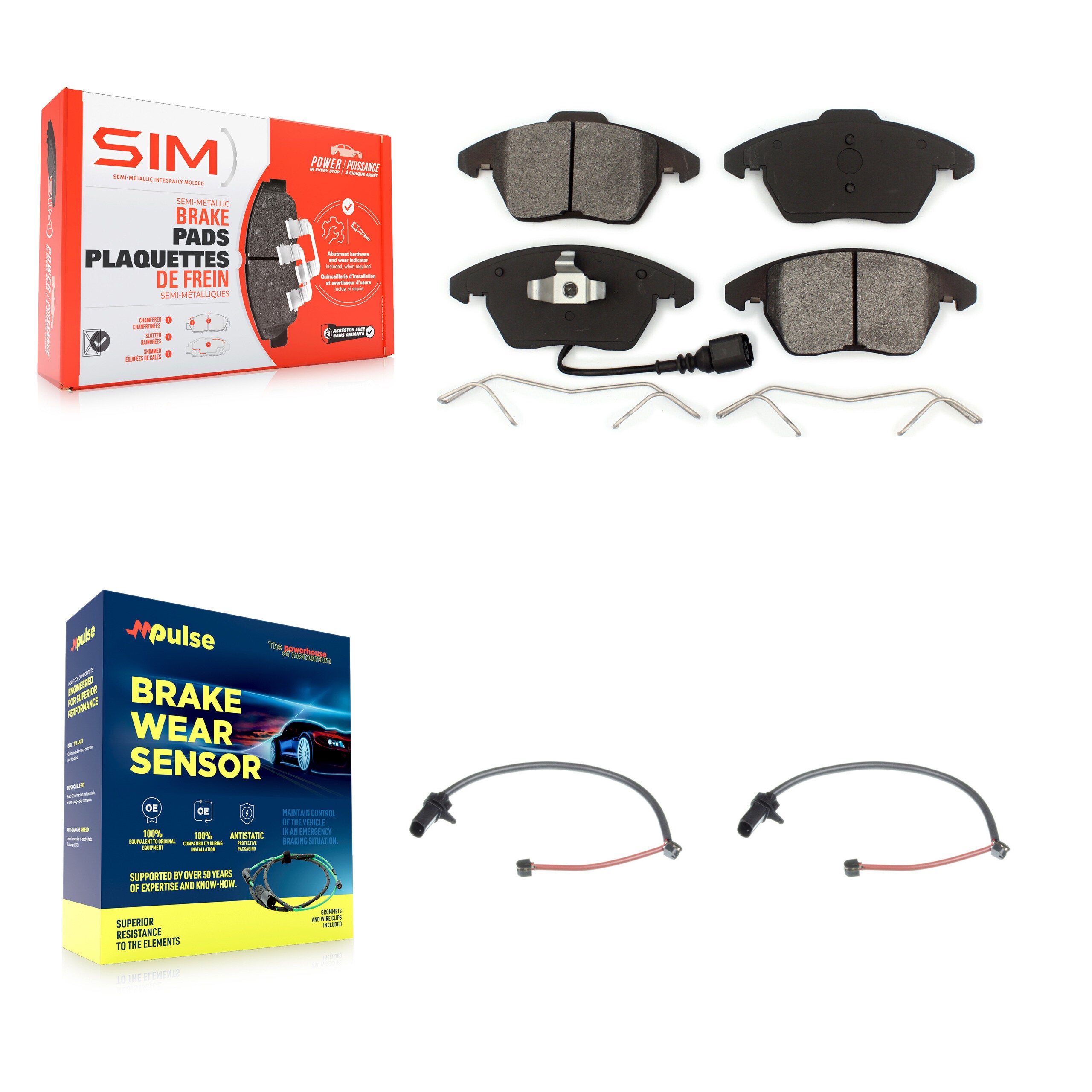 Front Semi-Metallic Disc Brake Pads And Extra Wear Sensors Kit For 2011 Audi R8 KSW-100444