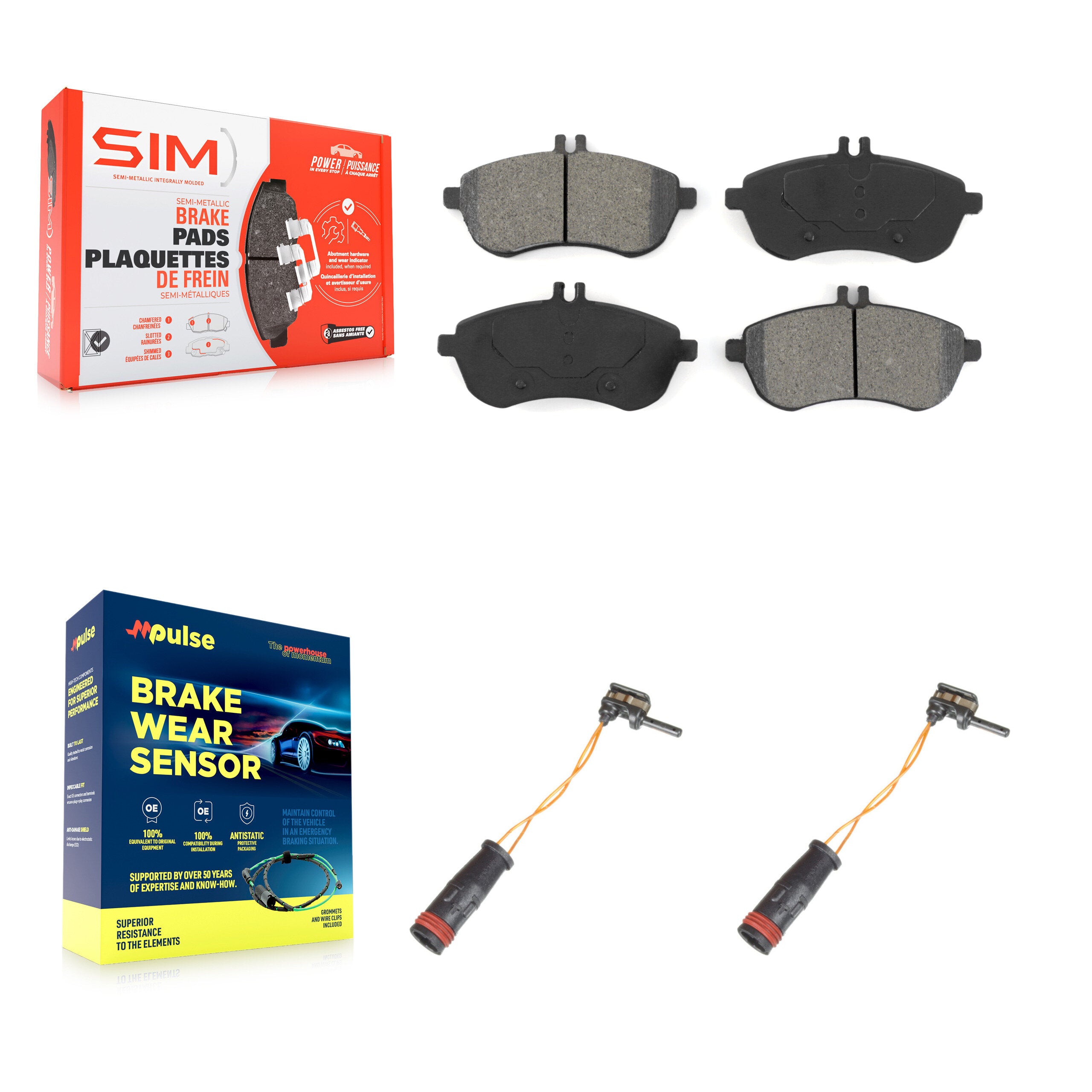 Front Semi-Metallic Brake Pad And Wear Sensor Kit For Mercedes-Benz C300 C250 C230 SLK250 KSW-100451