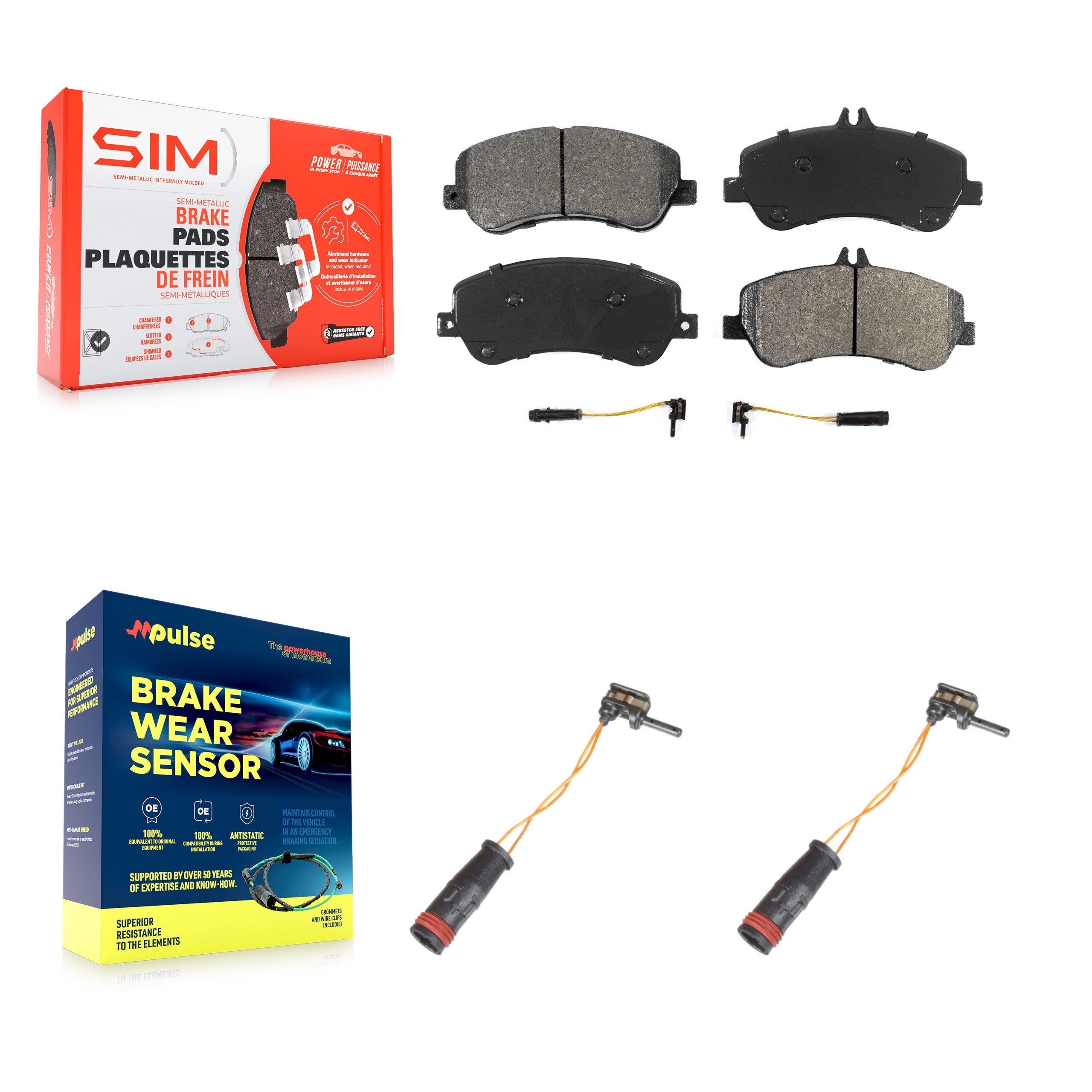 Front Semi-Metallic Disc Brake Pads Extra Wear Sensor Kit For Mercedes-Benz GLK350 GLK250 KSW-100453