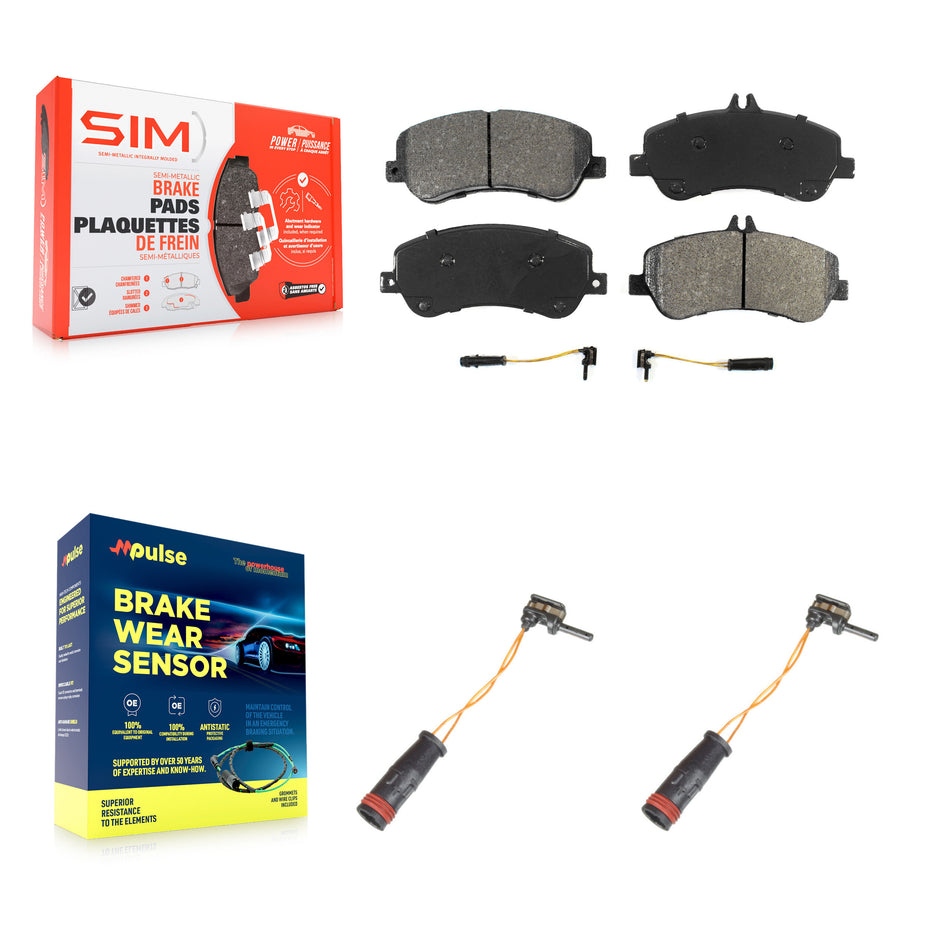 Front Semi-Metallic Disc Brake Pads Extra Wear Sensor Kit For Mercedes-Benz GLK350 GLK250 KSW-100453