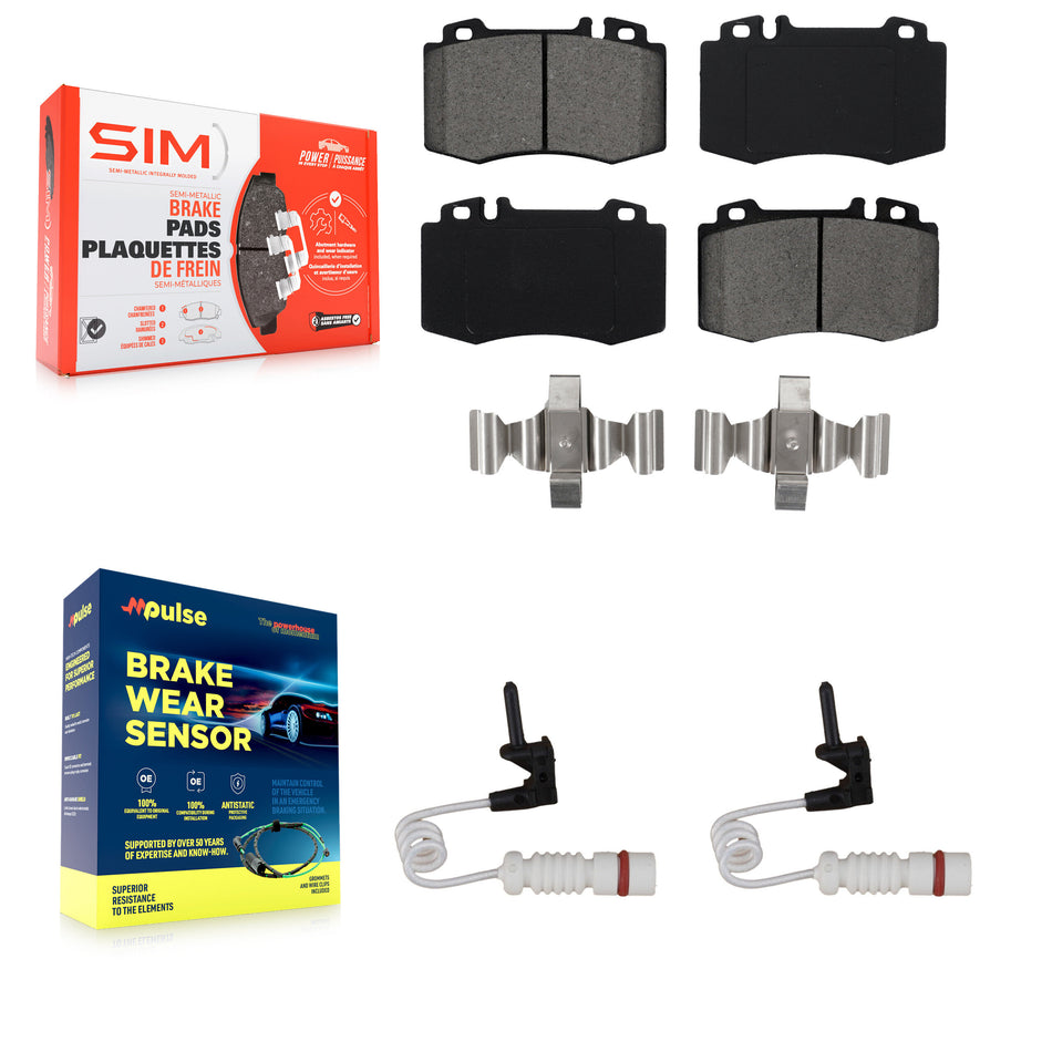 Front Semi-Metallic Disc Brake Pad Wear Sensor Kit For Mercedes-Benz ML500 ML430 ML55 AMG KSW-100464