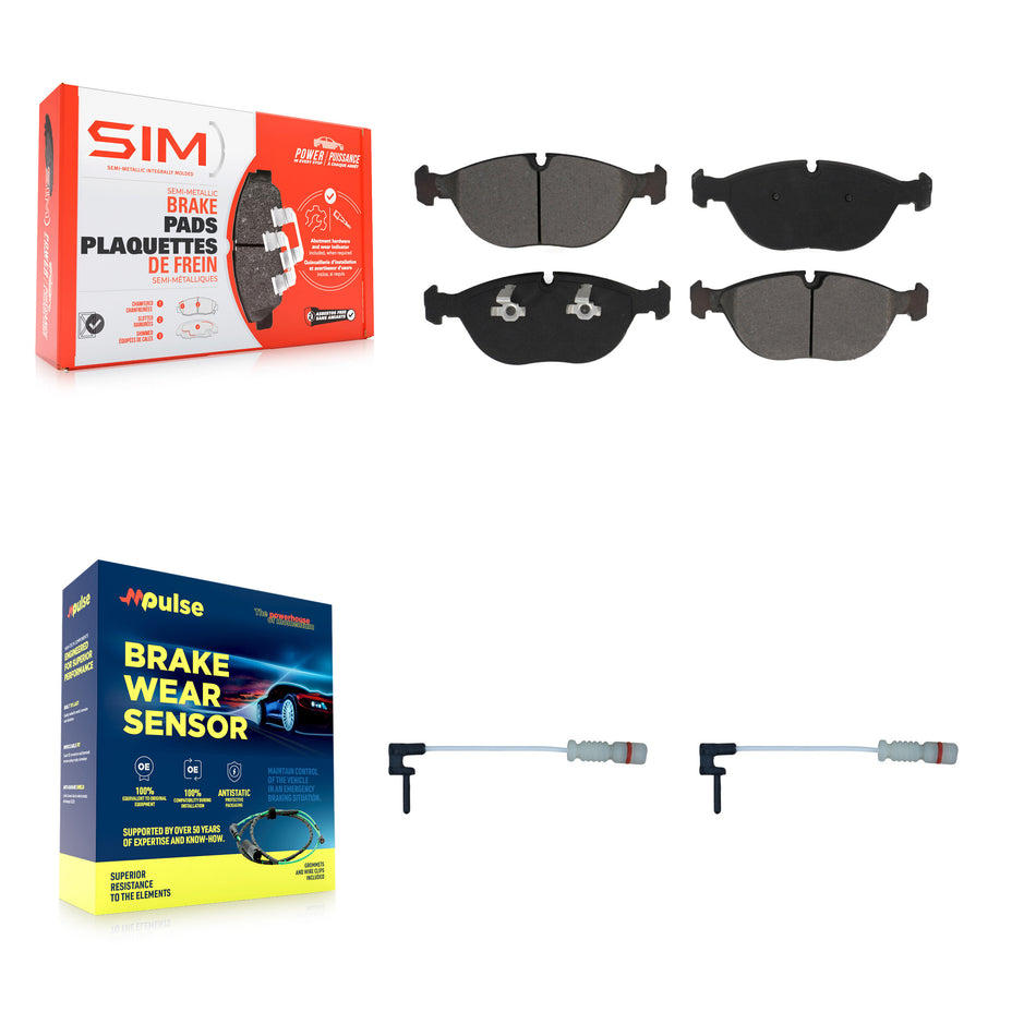 Front Semi-Metallic Disc Brake Pad Wear Sensor Kit For Chrysler Crossfire SRT-6 with 3.2L KSW-100482