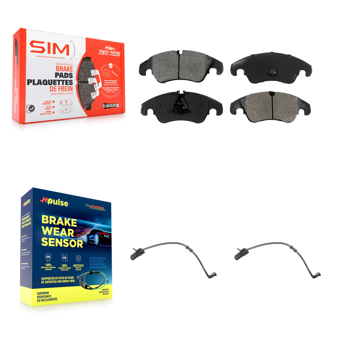 Front Semi-Metallic Disc Brake Pads And Wear Sensors Kit For Audi A7 Quattro A6 KSW-100487