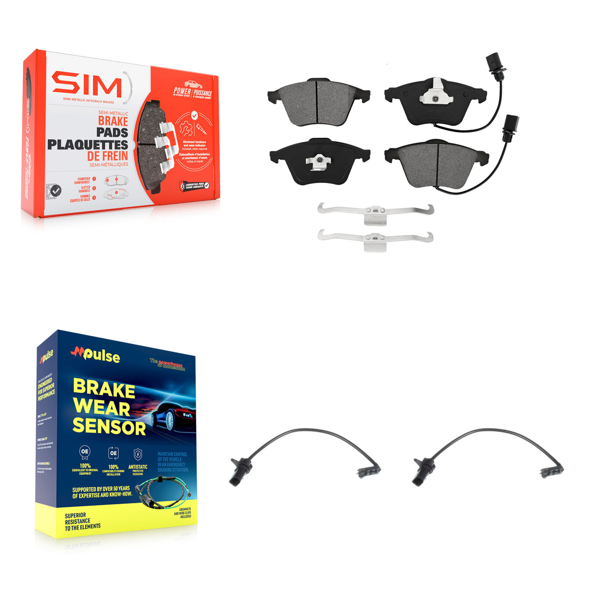 Front Semi-Metallic Disc Brake Pads And Extra Wear Sensors Kit For 2011 Audi A6 KSW-100488