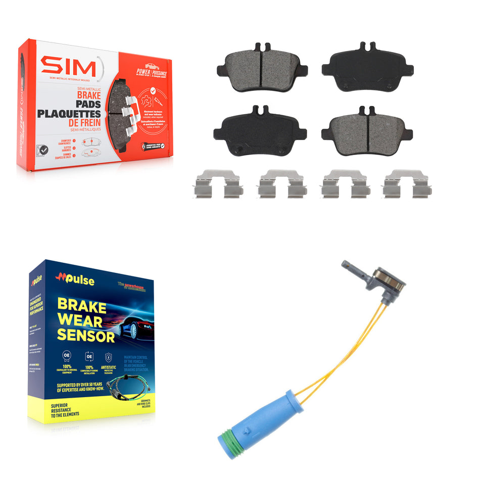 Rear Semi-Metallic Disc Brake Pads & Wear Sensor Kit For Mercedes-Benz CLA250 GLA250 2.0L KSW-100496