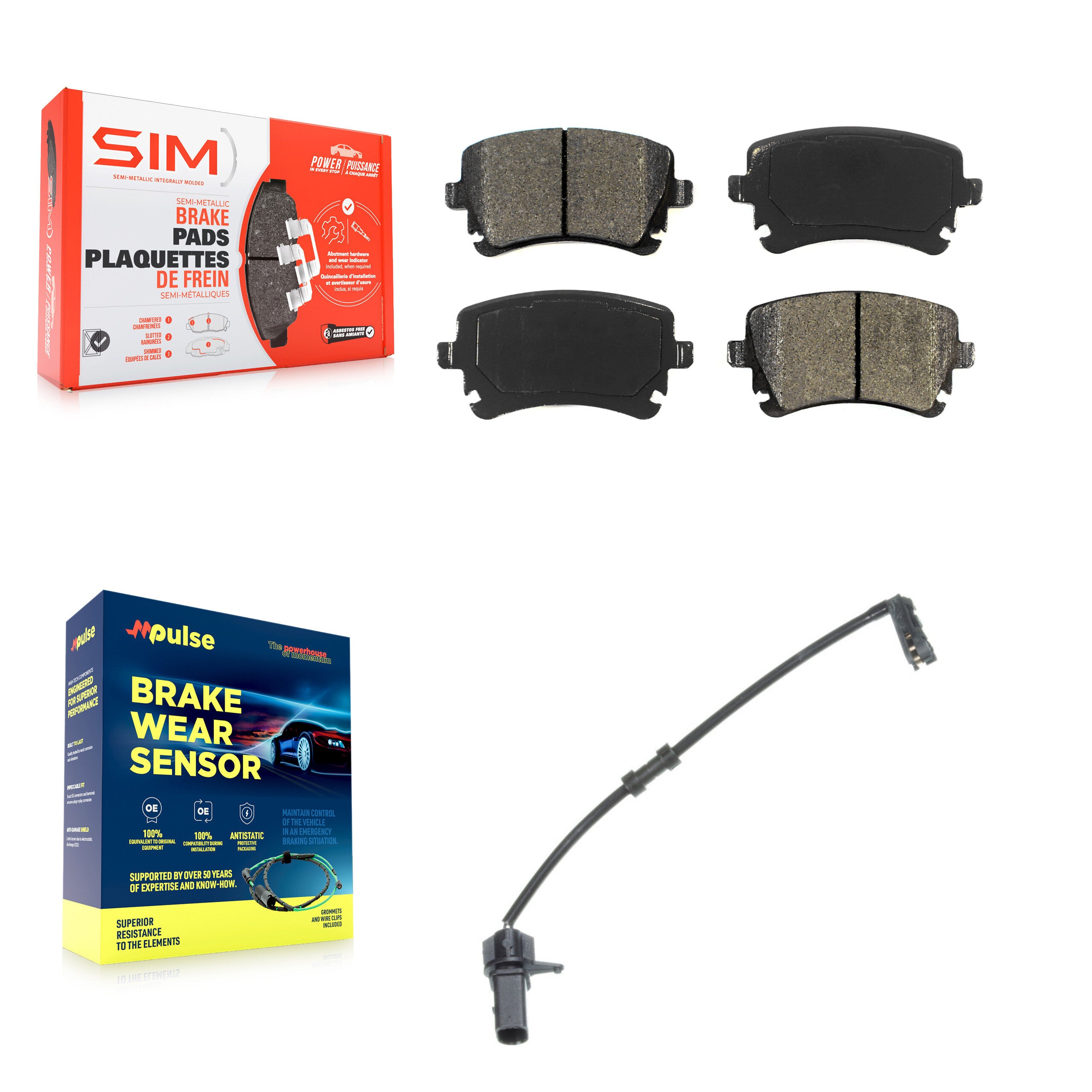 Rear Semi-Metallic Disc Brake Pads And Wear Sensor Kit For 2010 Audi A8 Quattro 6.0L/4.2L KSW-100504