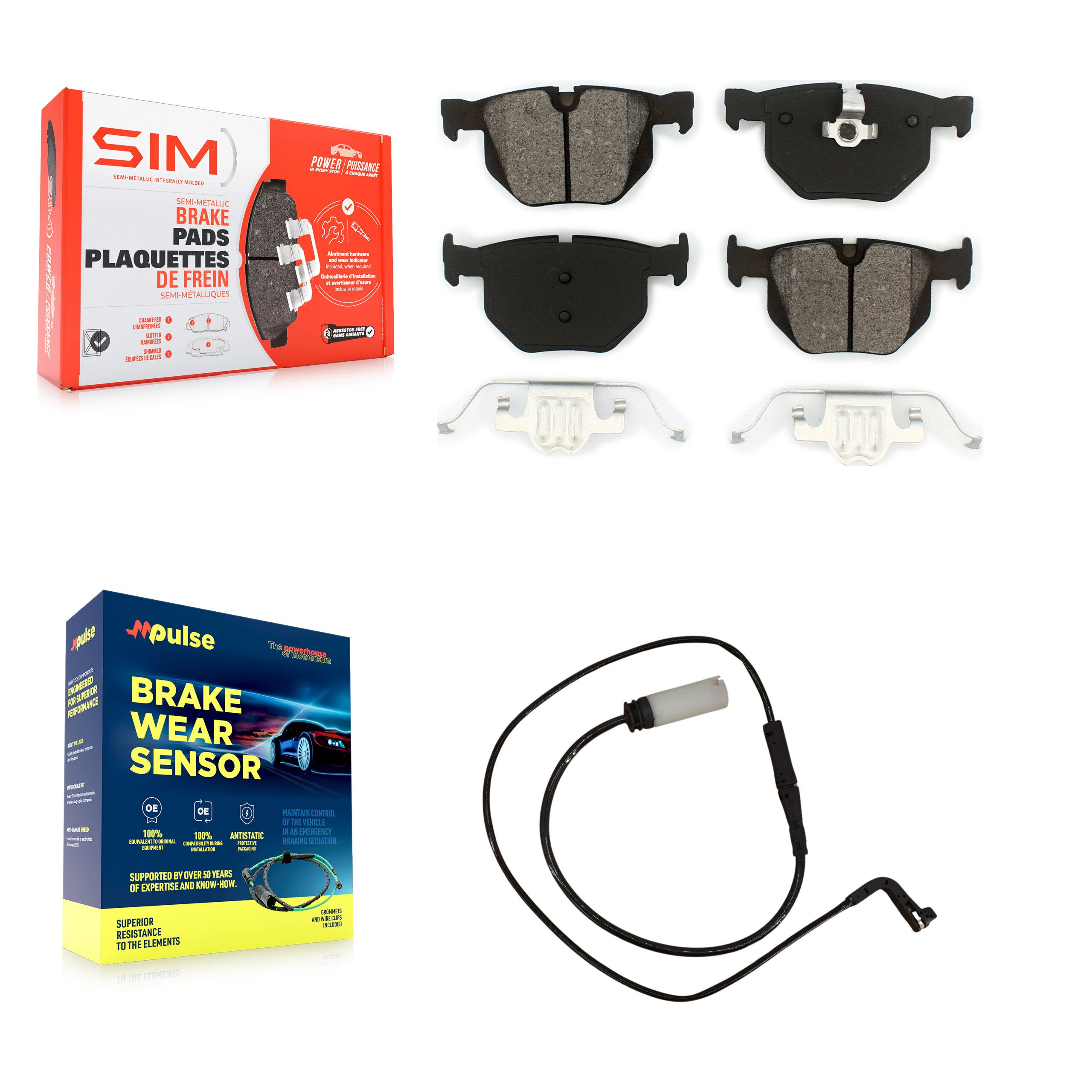 Rear Semi-Metallic Disc Brake Pads And Wear Sensors Kit For BMW 530xi 535i xDrive 535xi KSW-100519