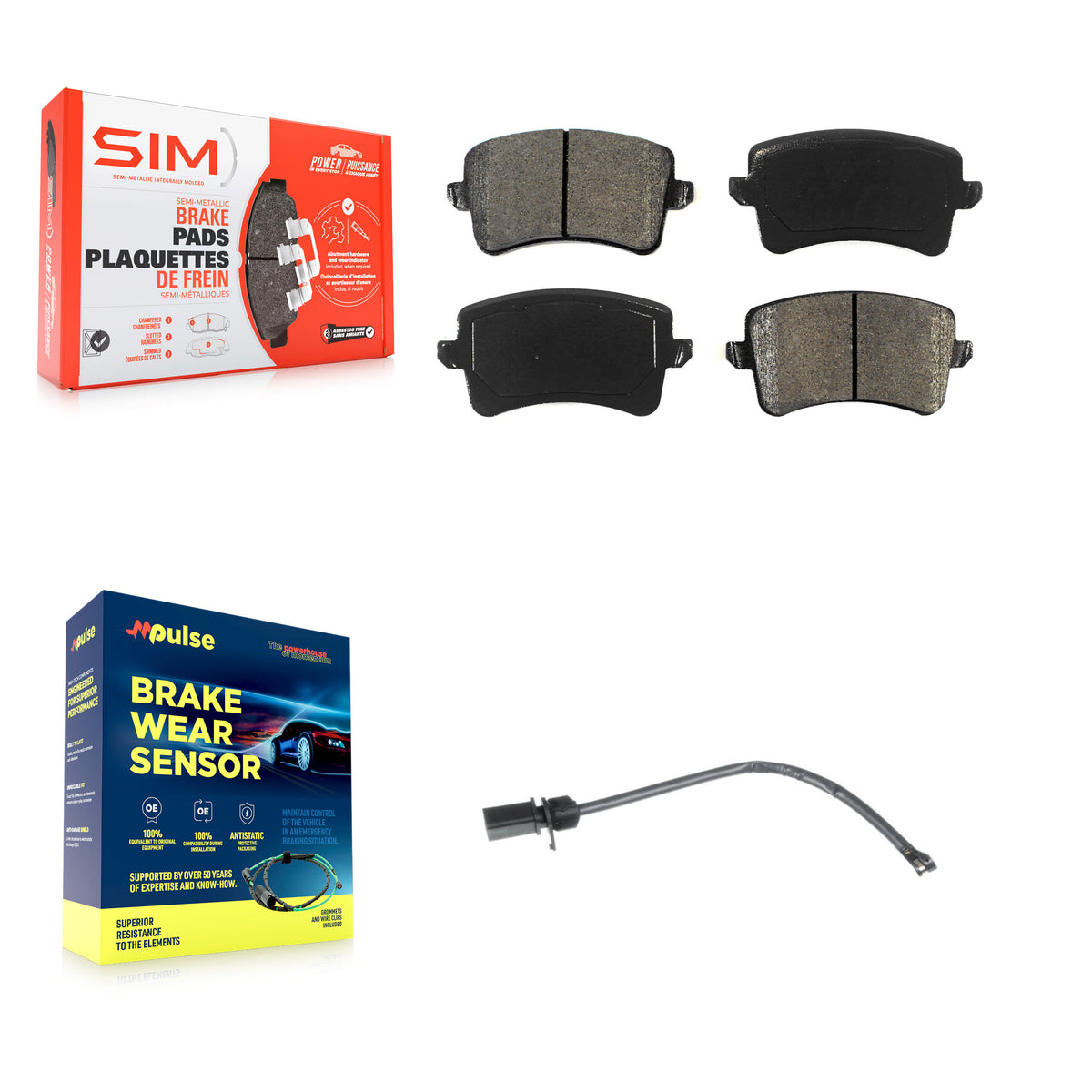 Rear Semi-Metallic Disc Brake Pads And Wear Sensors Kit For 2015 Audi Q5 KSW-100523