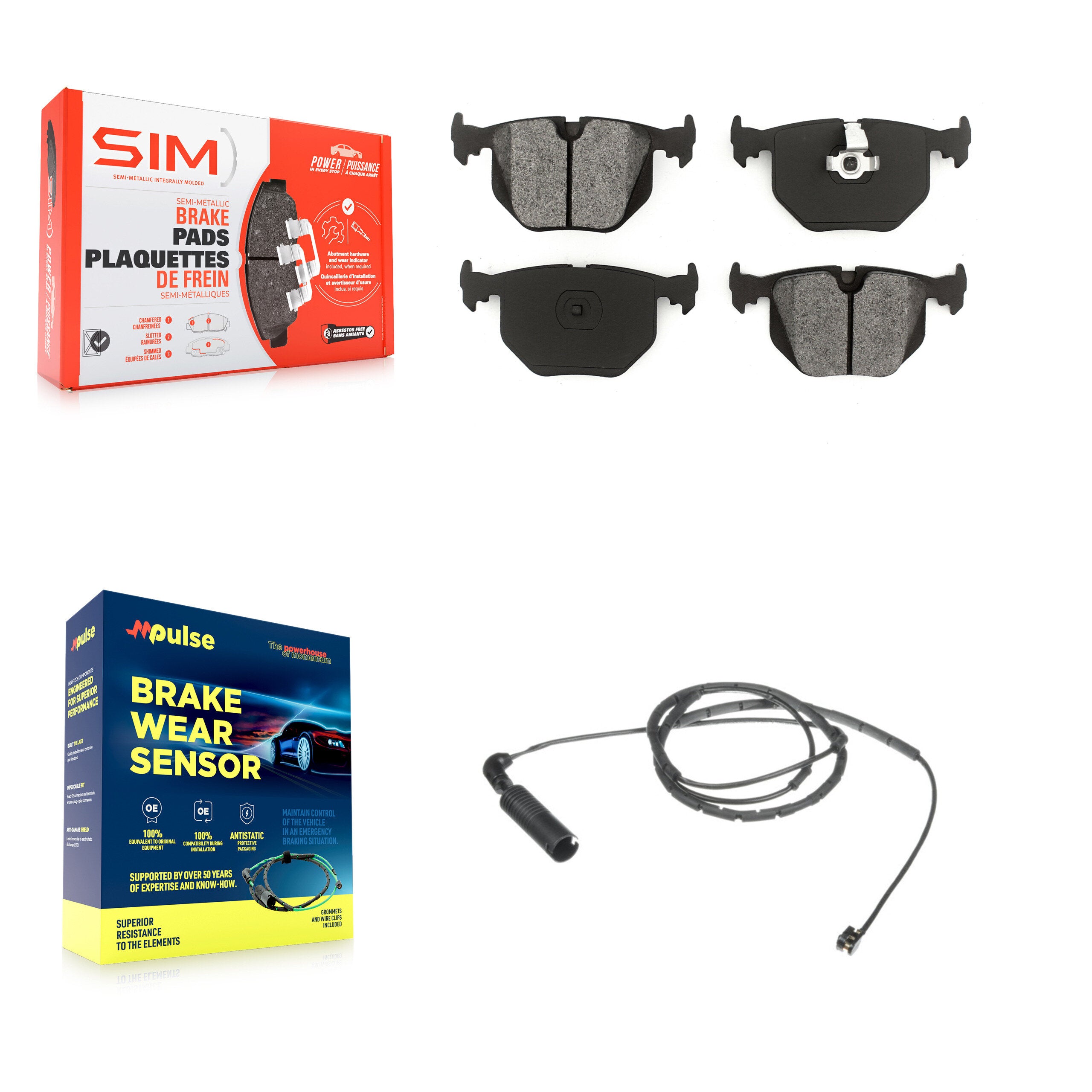 Rear Semi-Metallic Disc Brake Pads And Wear Sensors Kit For BMW 330Ci 330i 330xi 3.0L KSW-100528