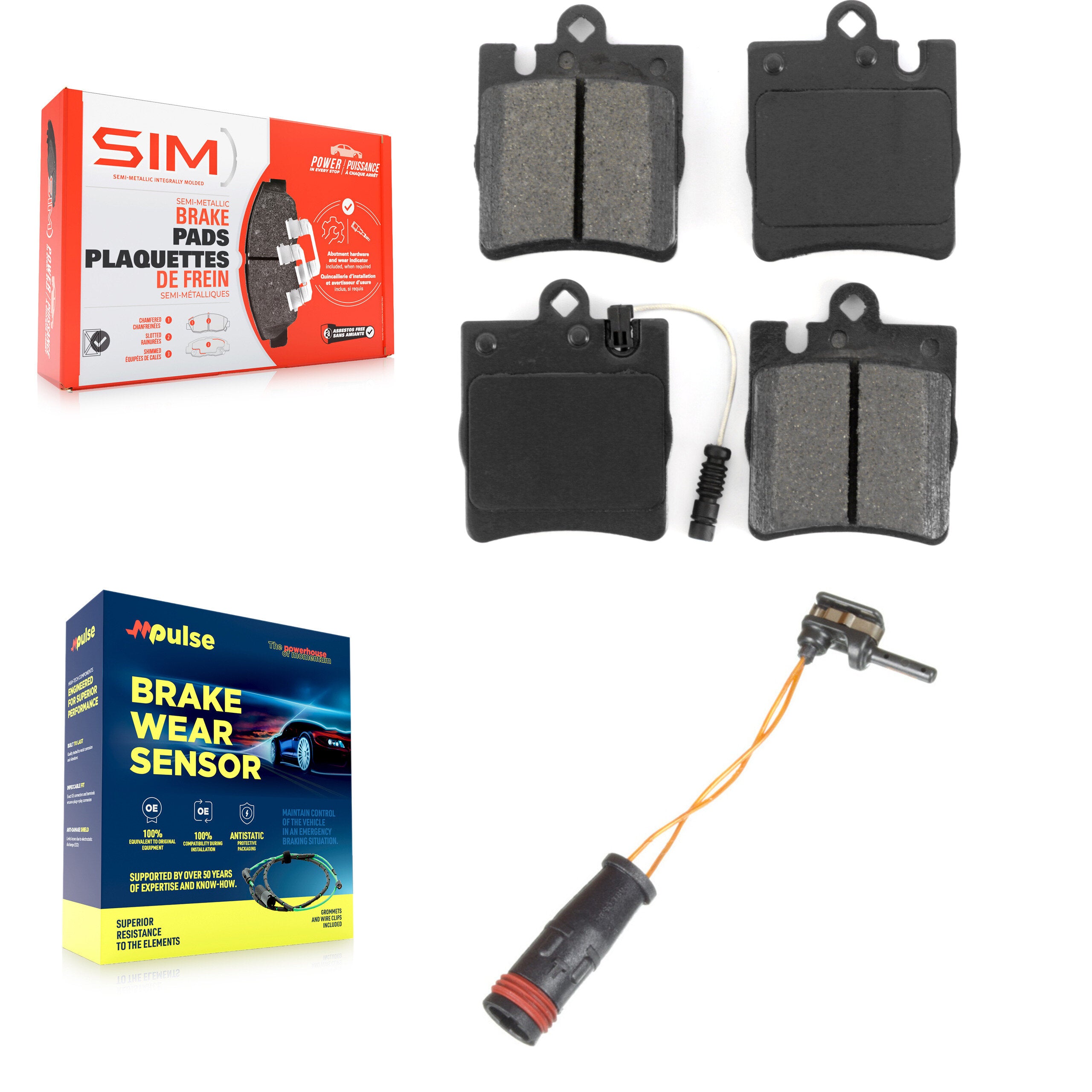 Rear Semi-Metallic Brake Pad And Extra Wear Sensor Kit For Mercedes-Benz SLK350 C230 C280 KSW-100536