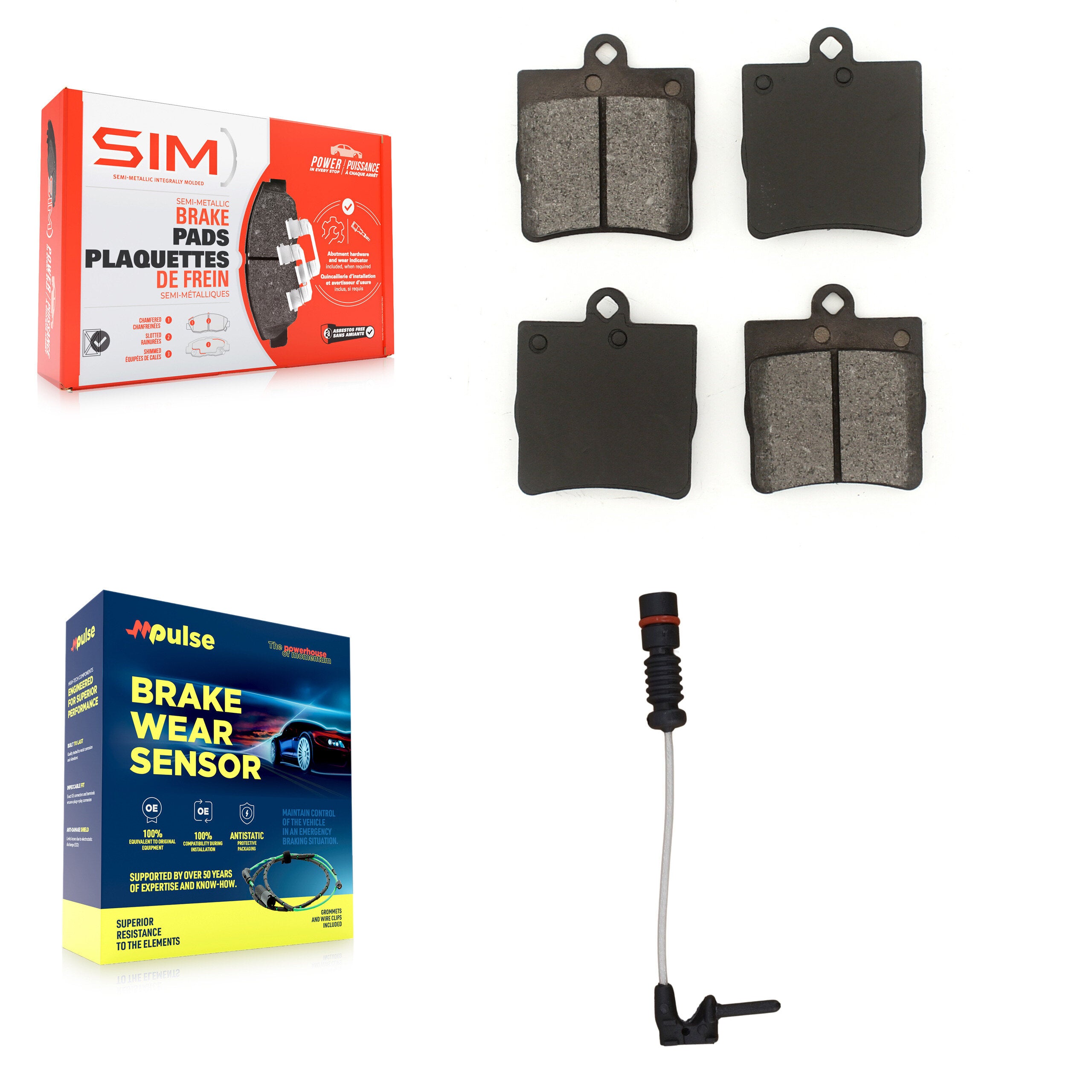 Rear Semi-Metallic Brake Pads Wear Sensor Kit For Chrysler Crossfire Mercedes-Benz SLK230 KSW-100537