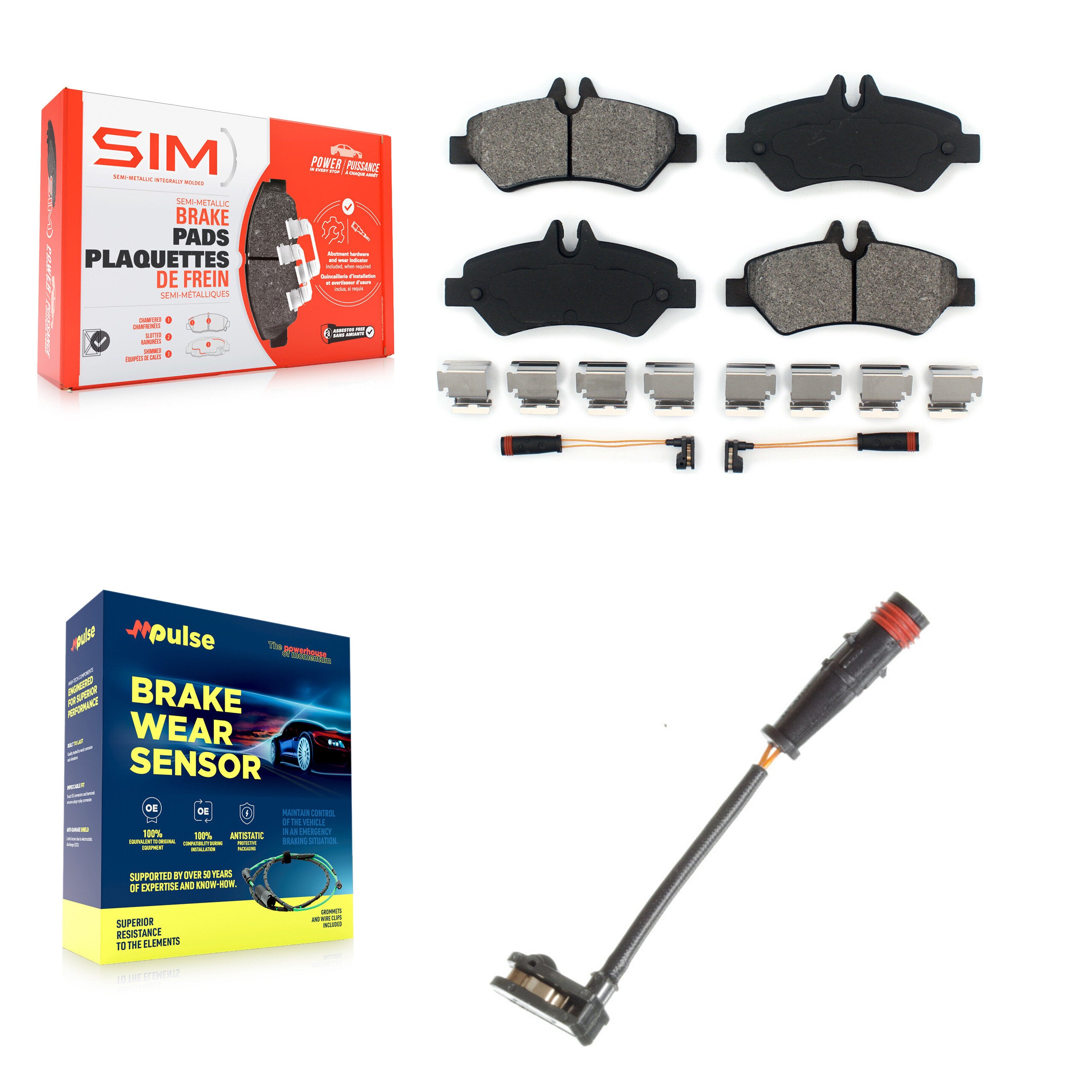Rear Semi-Metallic Brake Pad & Extra Wear Sensor Kit For Mercedes-Benz Sprinter 2500 3500 KSW-100540