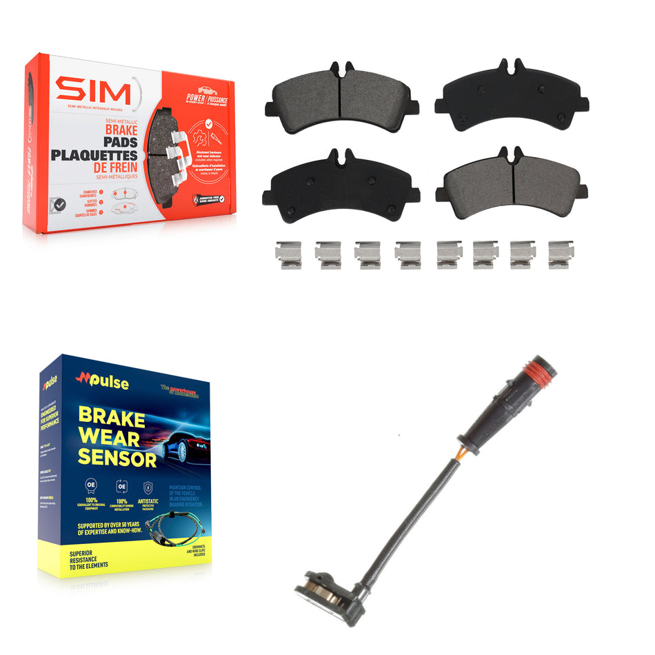 Rear Semi-Metallic Disc Brake Pad & Wear Sensor Kit For Sprinter 3500 Mercedes-Benz Dodge KSW-100543