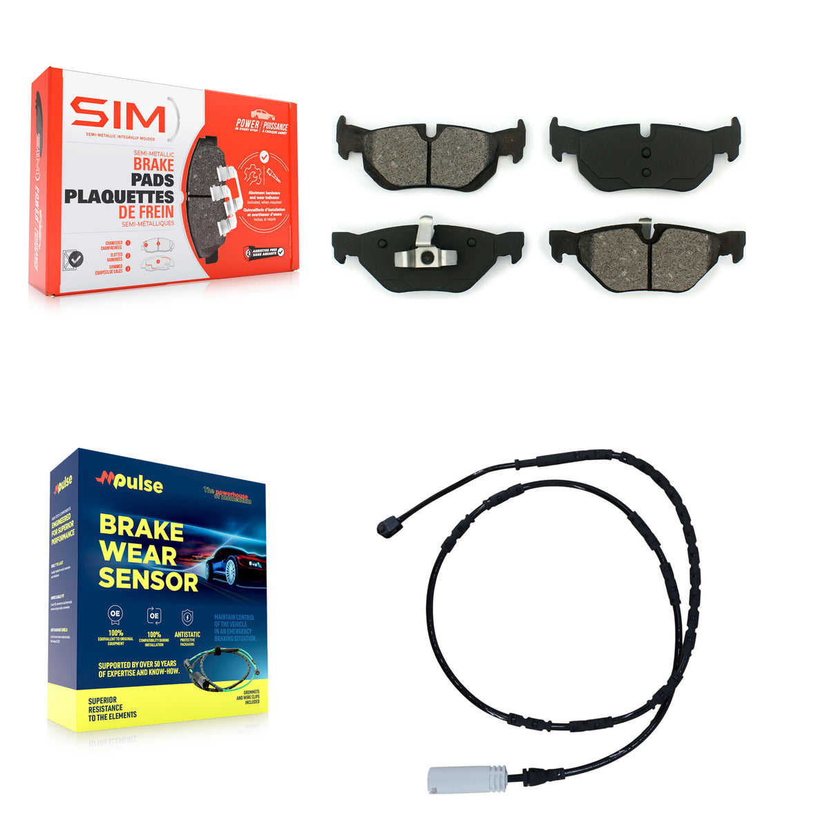 Rear Semi-Metallic Disc Brake Pads And Wear Sensors Kit For BMW 328i xDrive 128i KSW-100545