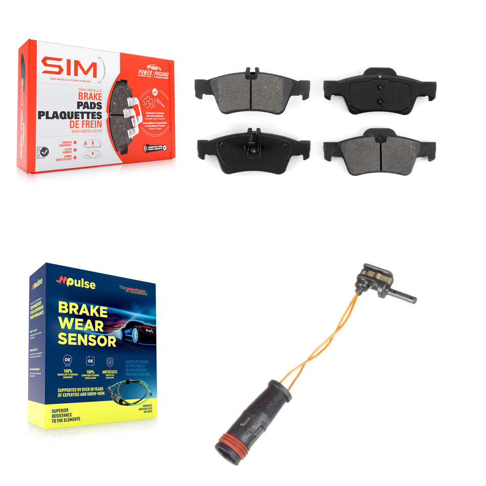Rear Semi-Metallic Brake Pads Wear Sensor Kit For Mercedes-Benz E350 E550 S550 E400 SL500 KSW-100556