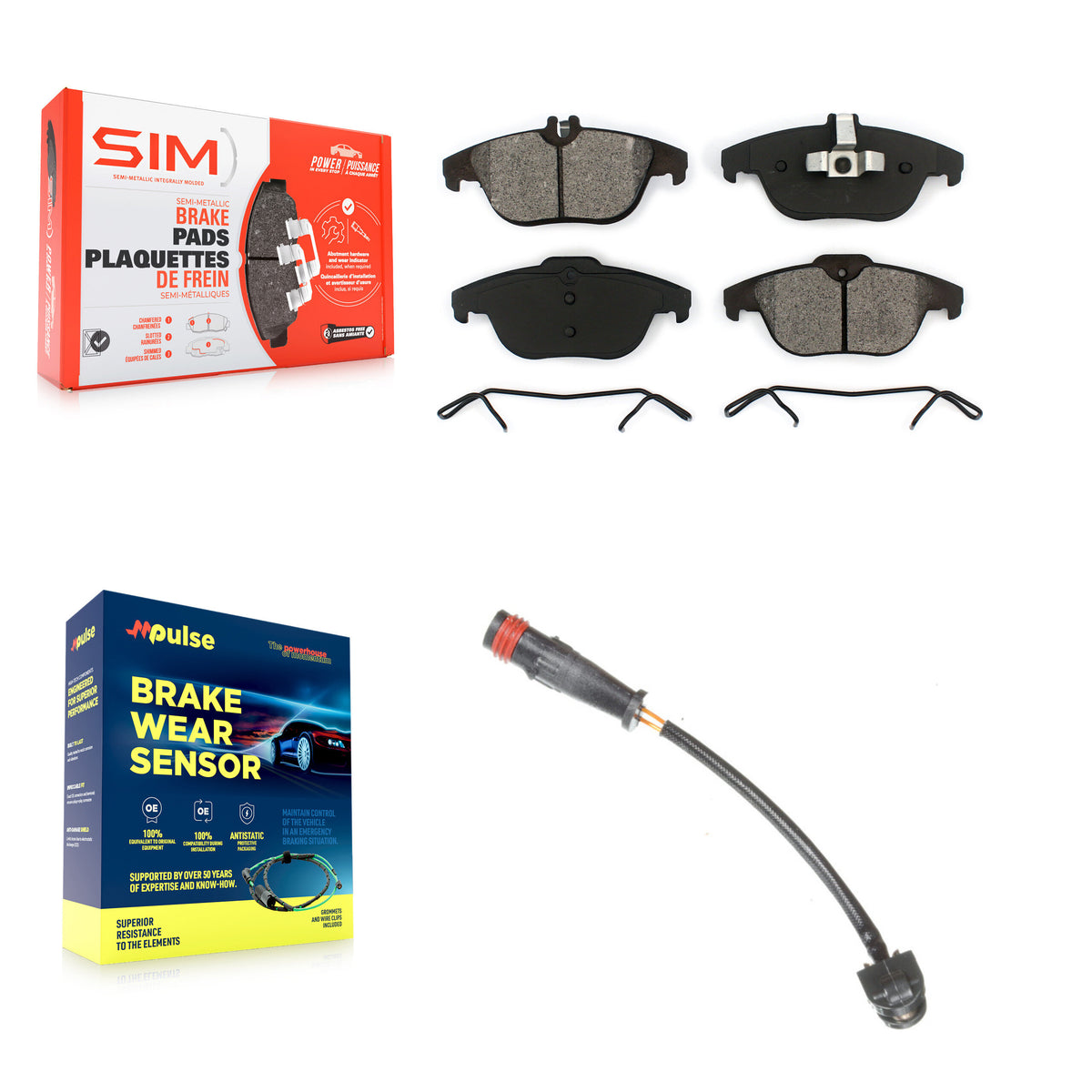 Rear Semi-Metallic Disc Brake Pad And Wear Sensor Kit For 2011 Mercedes-Benz C63 AMG 6.3L KSW-100557