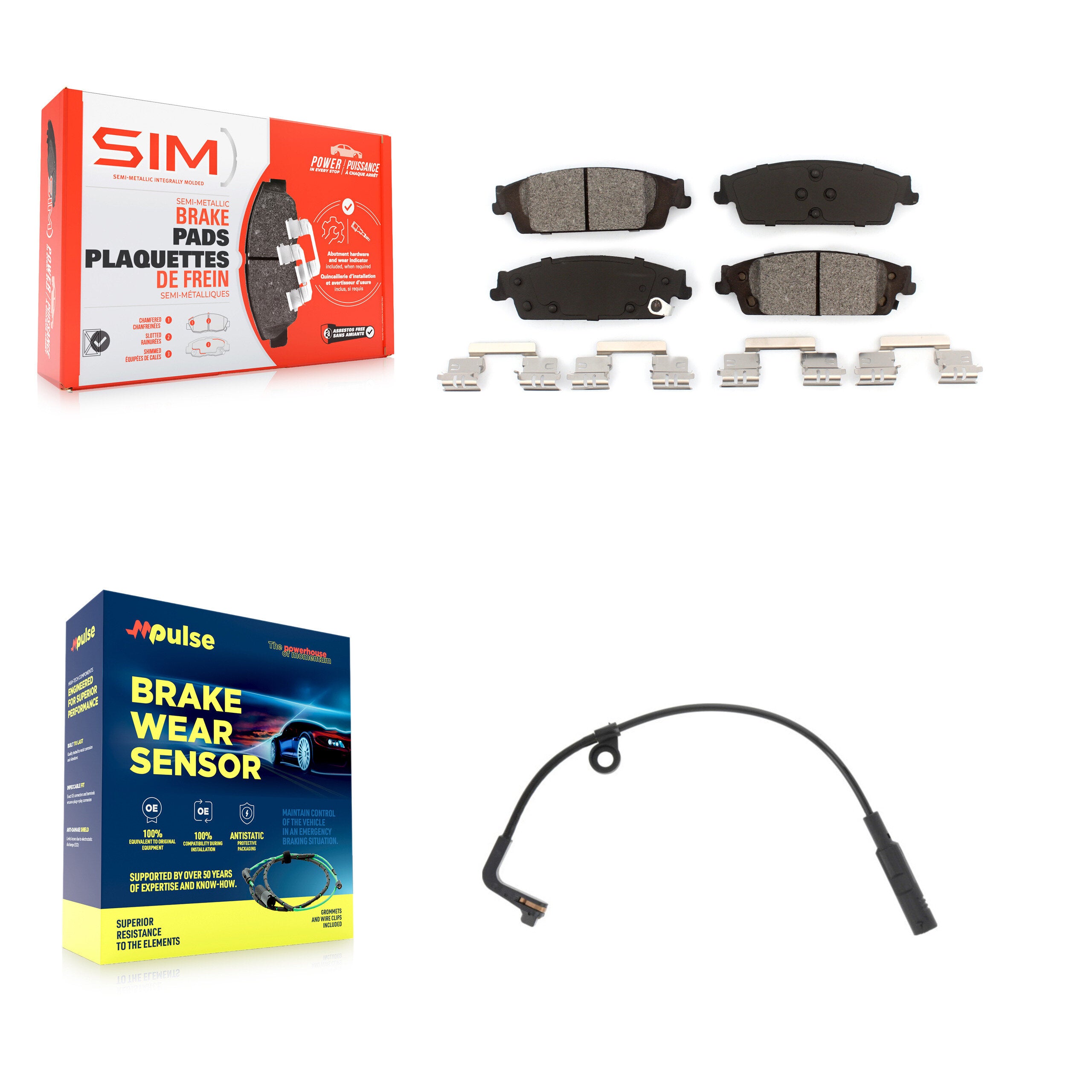 Rear Semi-Metallic Brake Pad & Wear Sensor Kit For Chevrolet Silverado 1500 LD GMC Sierra KSW-100558