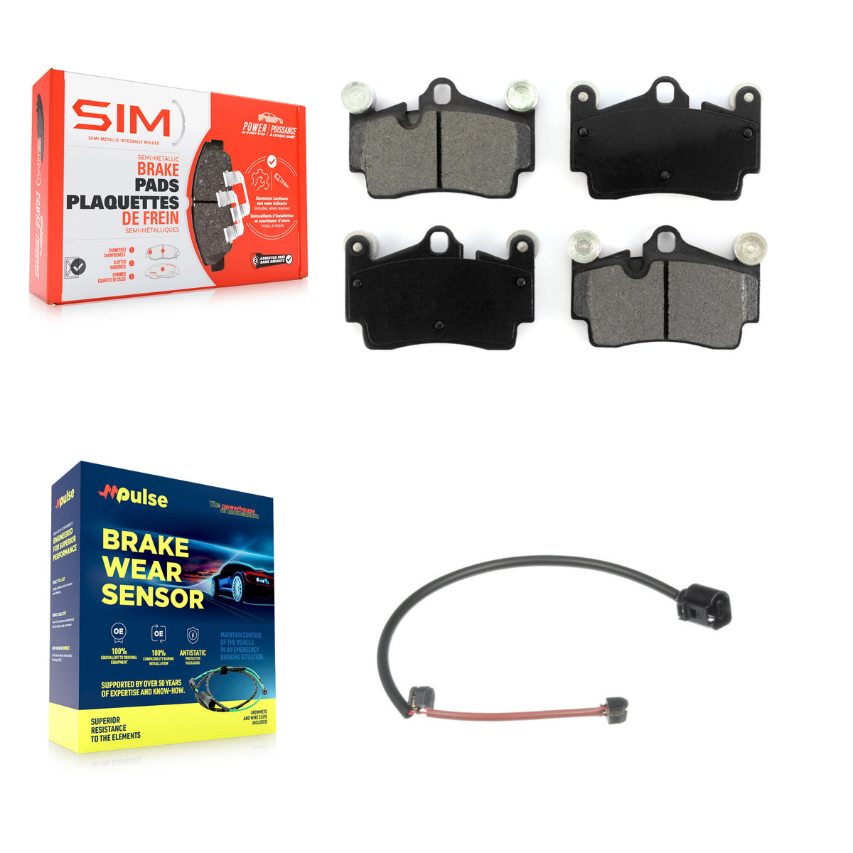 Rear Semi-Metallic Brake Pads & Wear Sensor Kit For 2005-2006 Porsche Cayenne S with 4.5L KSW-100564