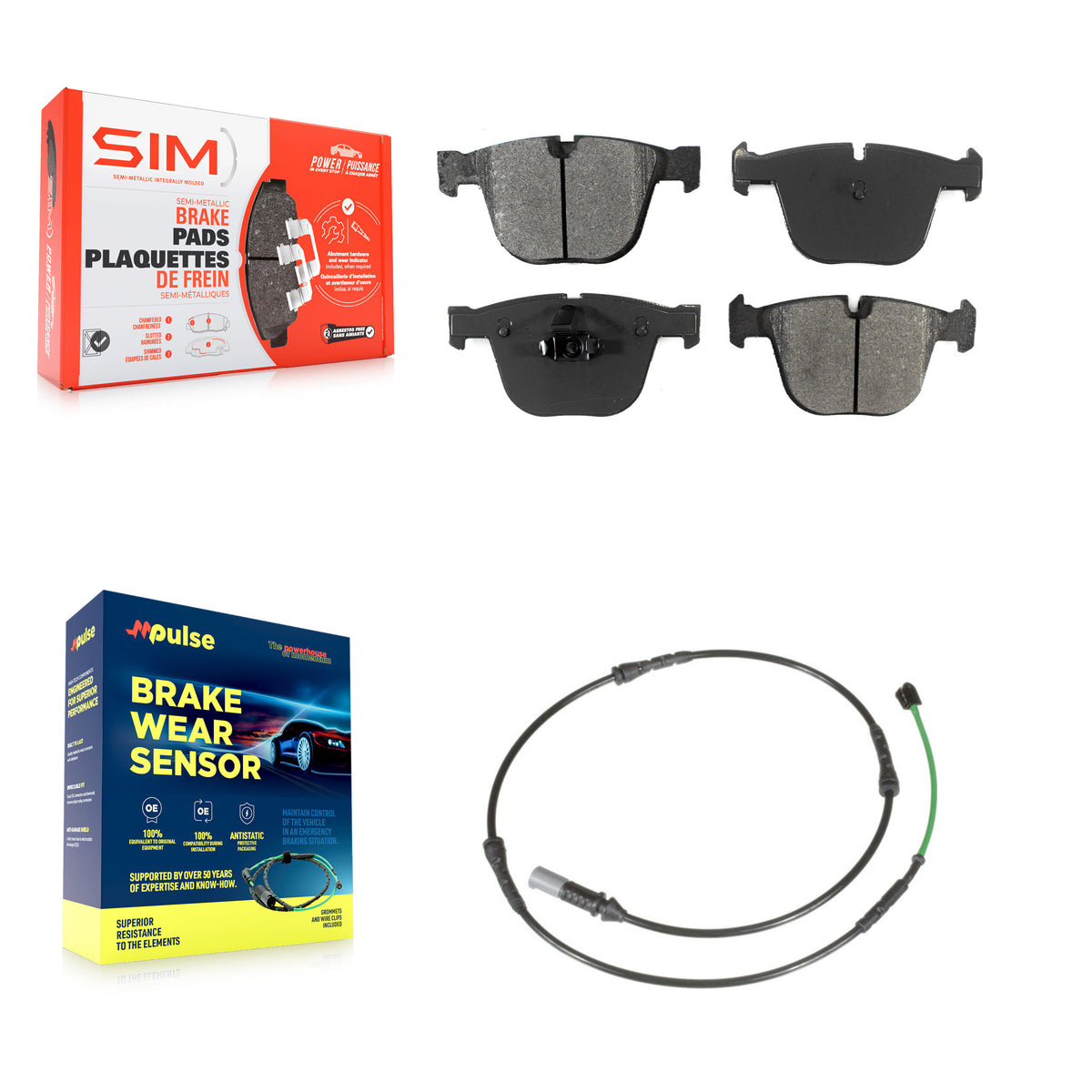 Rear Semi-Metallic Disc Brake Pads And Wear Sensors Kit For BMW 535i GT xDrive 550i KSW-100573