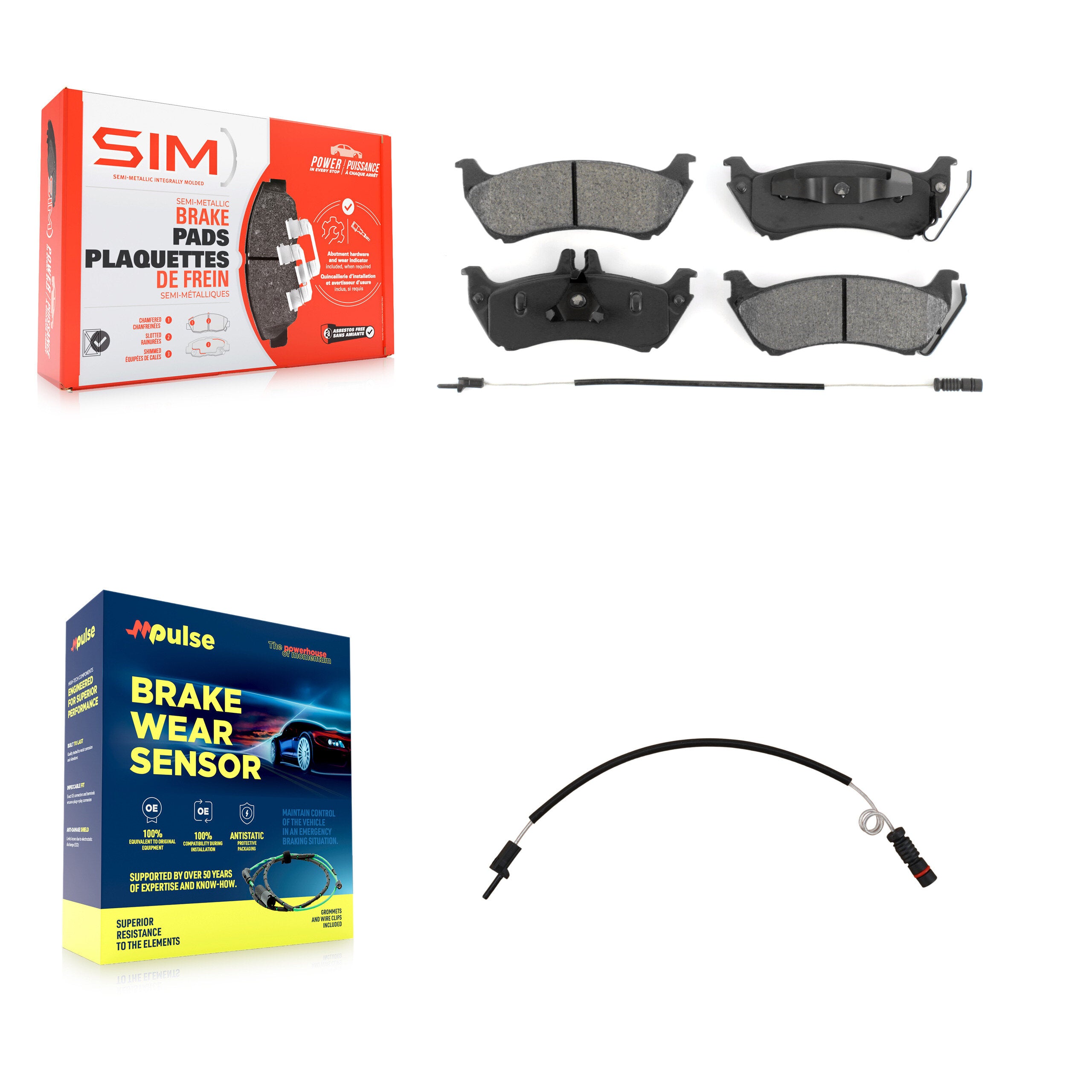 Rear Semi-Metallic Brake Pads & Extra Wear Sensor Kit For Mercedes-Benz ML320 ML350 ML430 KSW-100578