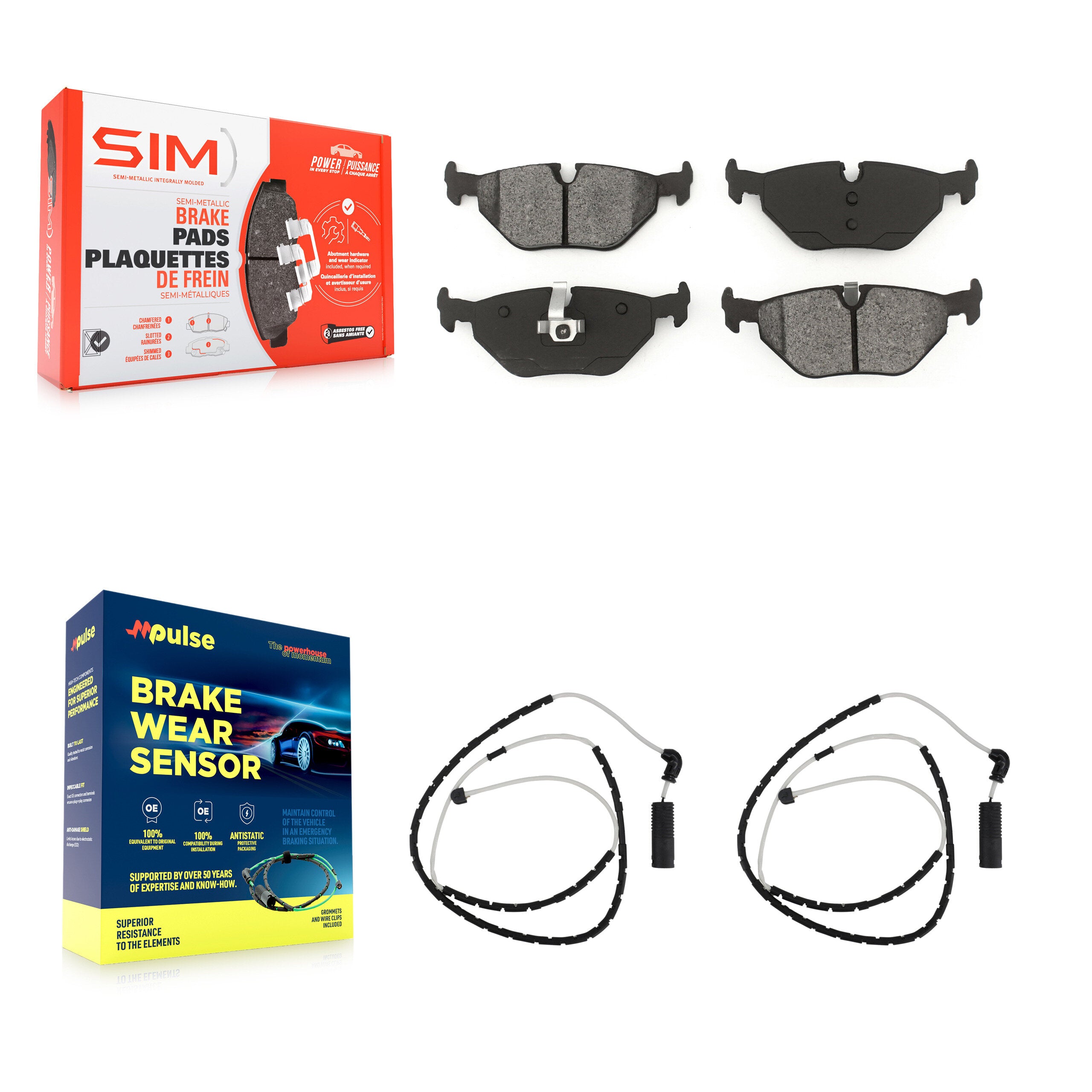 Rear Semi-Metallic Disc Brake Pads And Wear Sensors Kit For BMW Z4 KSW-100588