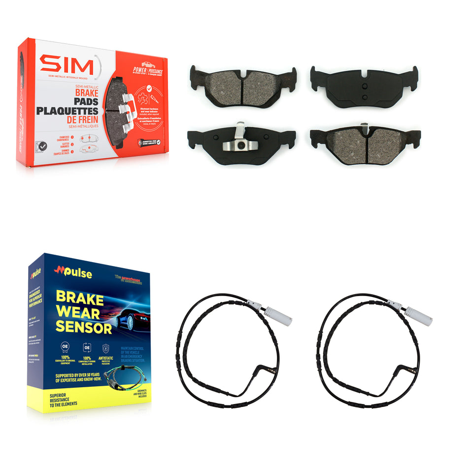 Rear Semi-Metallic Brake Pad And Wear Sensor Kit For BMW 323i 328i 128i xDrive 328xi 325i KSW-100595