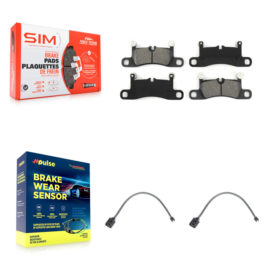 Rear Semi-Metallic Disc Brake Pads And Wear Sensors Kit For Porsche Cayenne with Harness KSW-100599