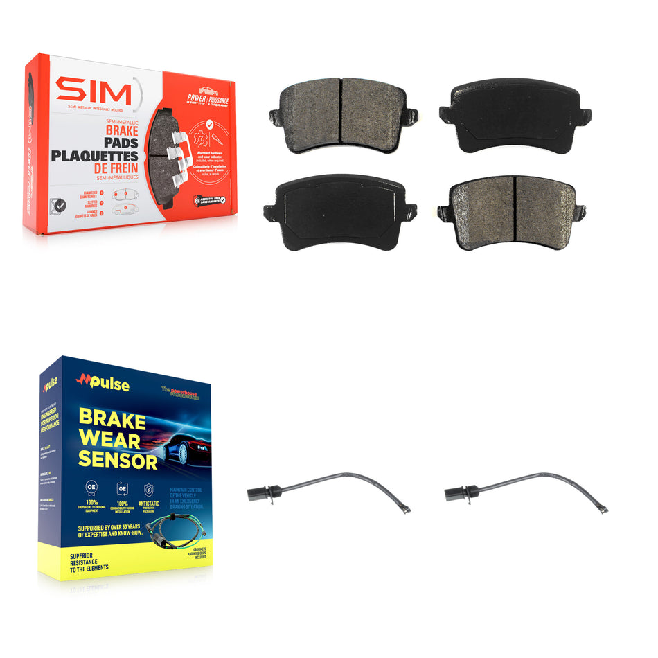 Rear Semi-Metallic Disc Brake Pads And Wear Sensors Kit For 2015 Audi Q5 KSW-100600