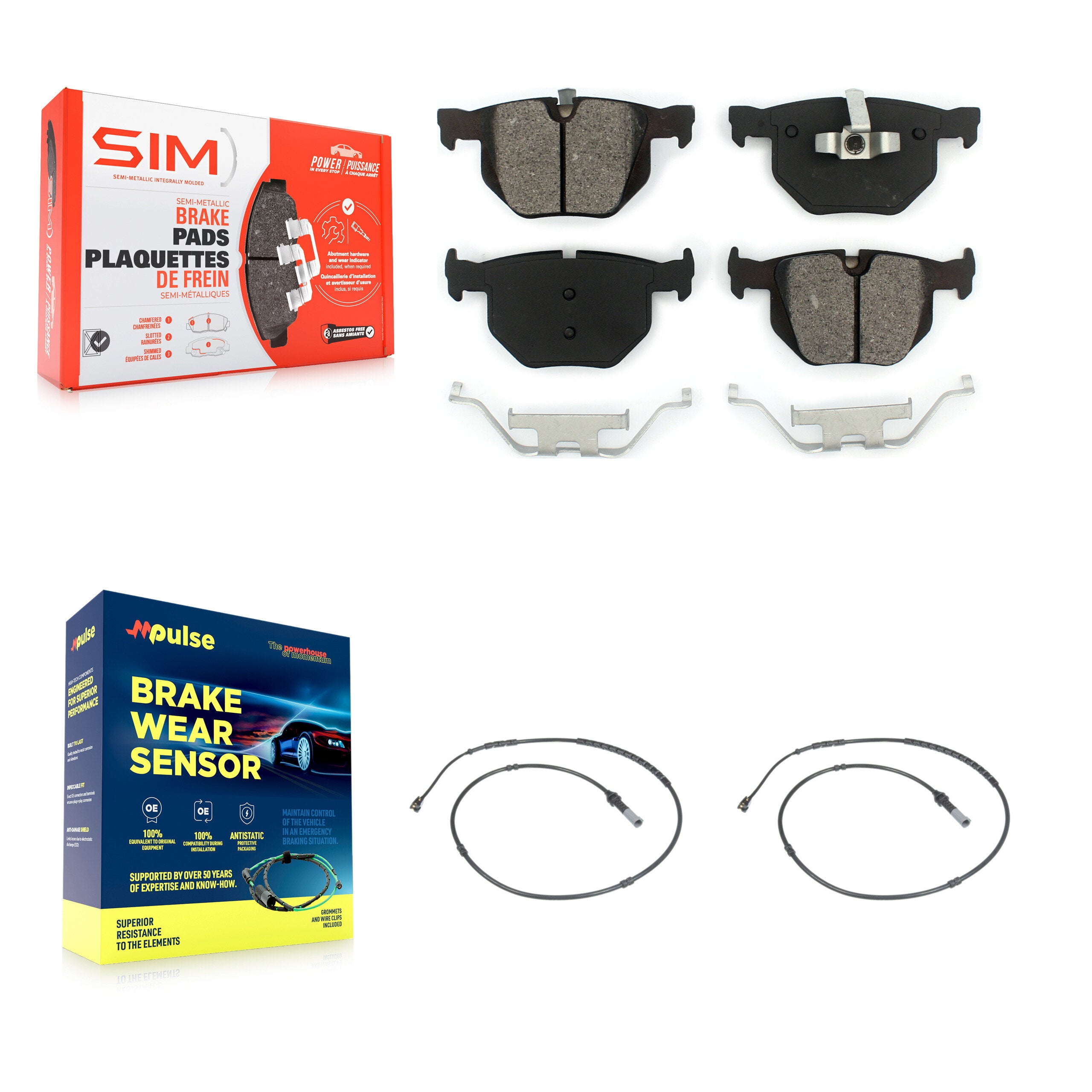 Rear Semi-Metallic Disc Brake Pads And Wear Sensors Kit For BMW 335i xDrive KSW-100605