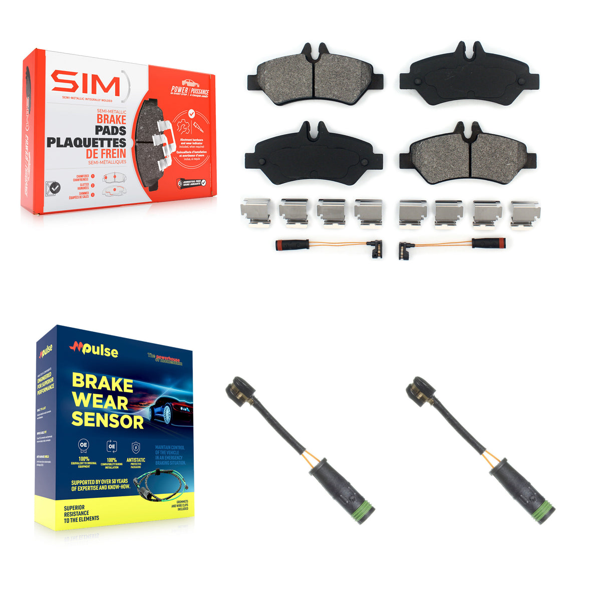 Rear Semi-Metallic Brake Pad & Extra Wear Sensor Kit For Mercedes-Benz Sprinter 3500 2500 KSW-100607