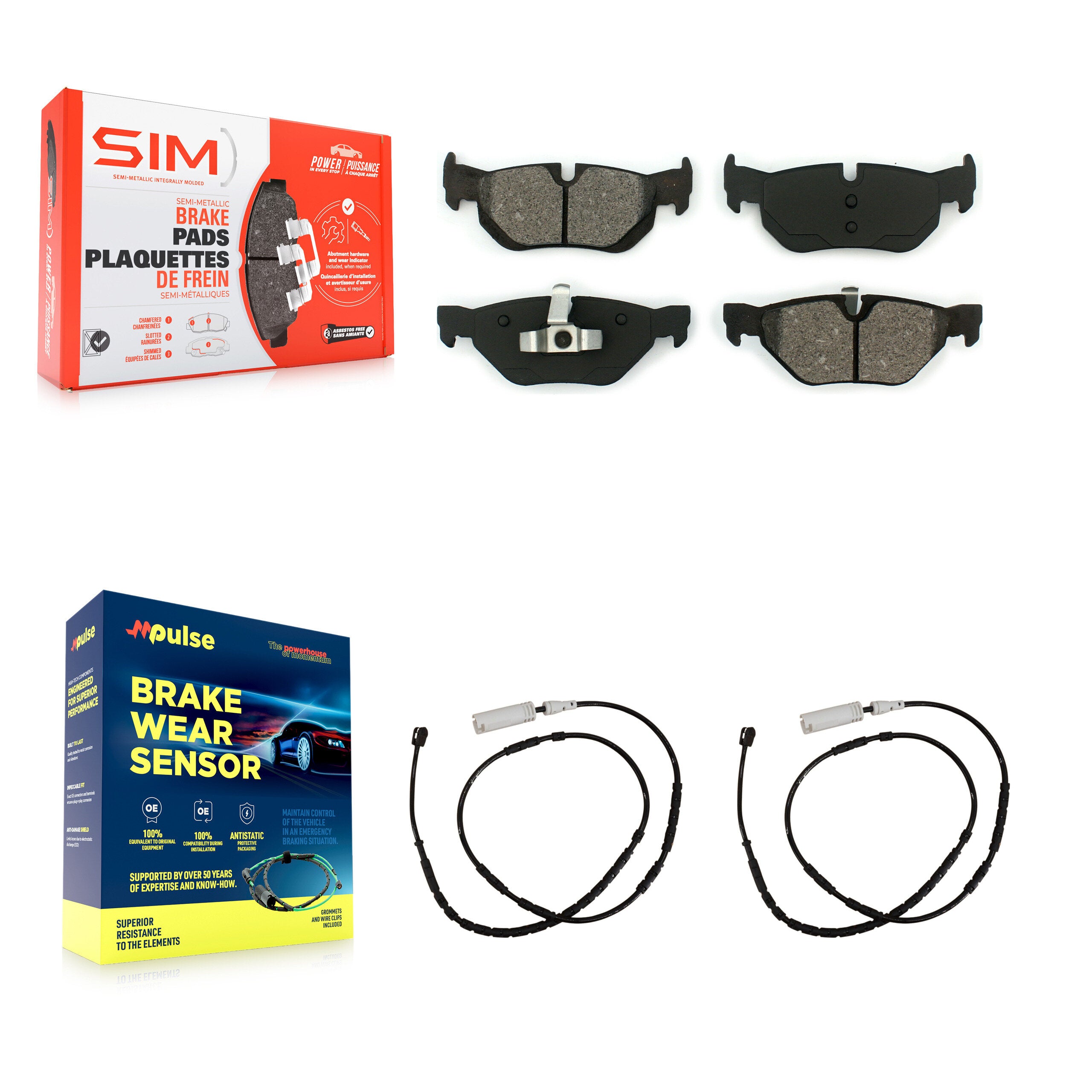 Rear Semi-Metallic Disc Brake Pads And Wear Sensors Kit For BMW X1 KSW-100611