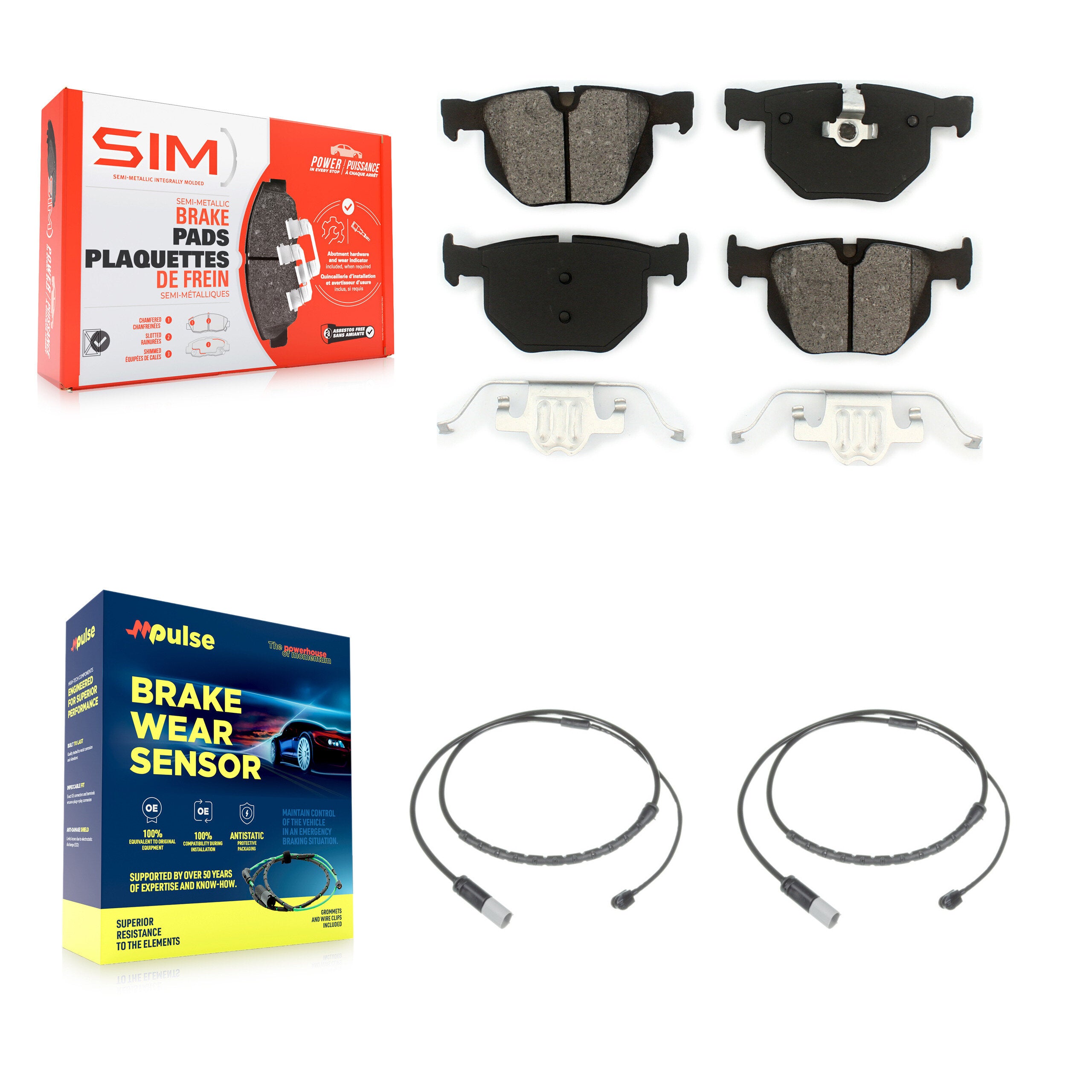 Rear Semi-Metallic Brake Pad And Wear Sensor Kit For 2015-2016 BMW X5 xDrive35d with 3.0L KSW-100632