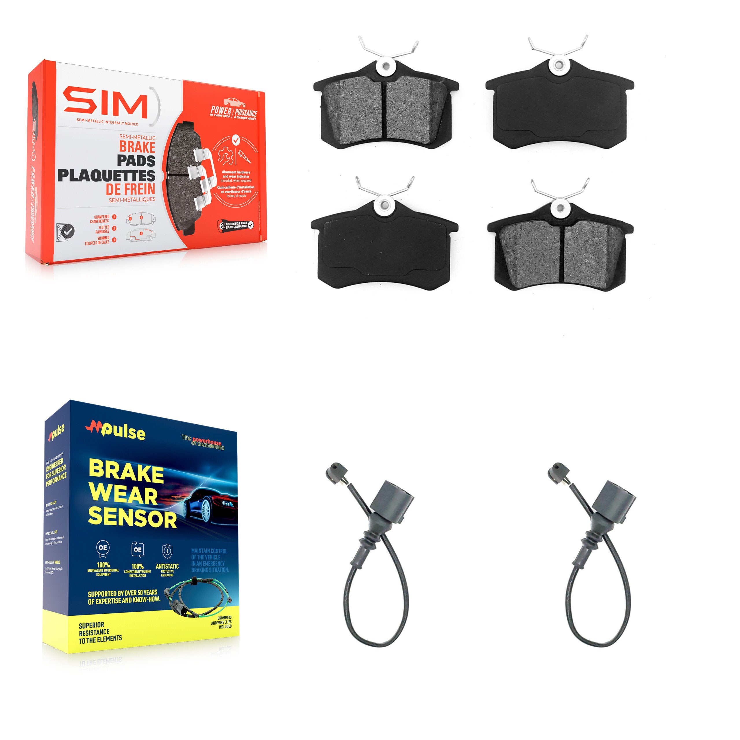 Rear Semi-Metallic Disc Brake Pads And Wear Sensors Kit For 2003-2006 Audi TT 1.8L KSW-100633