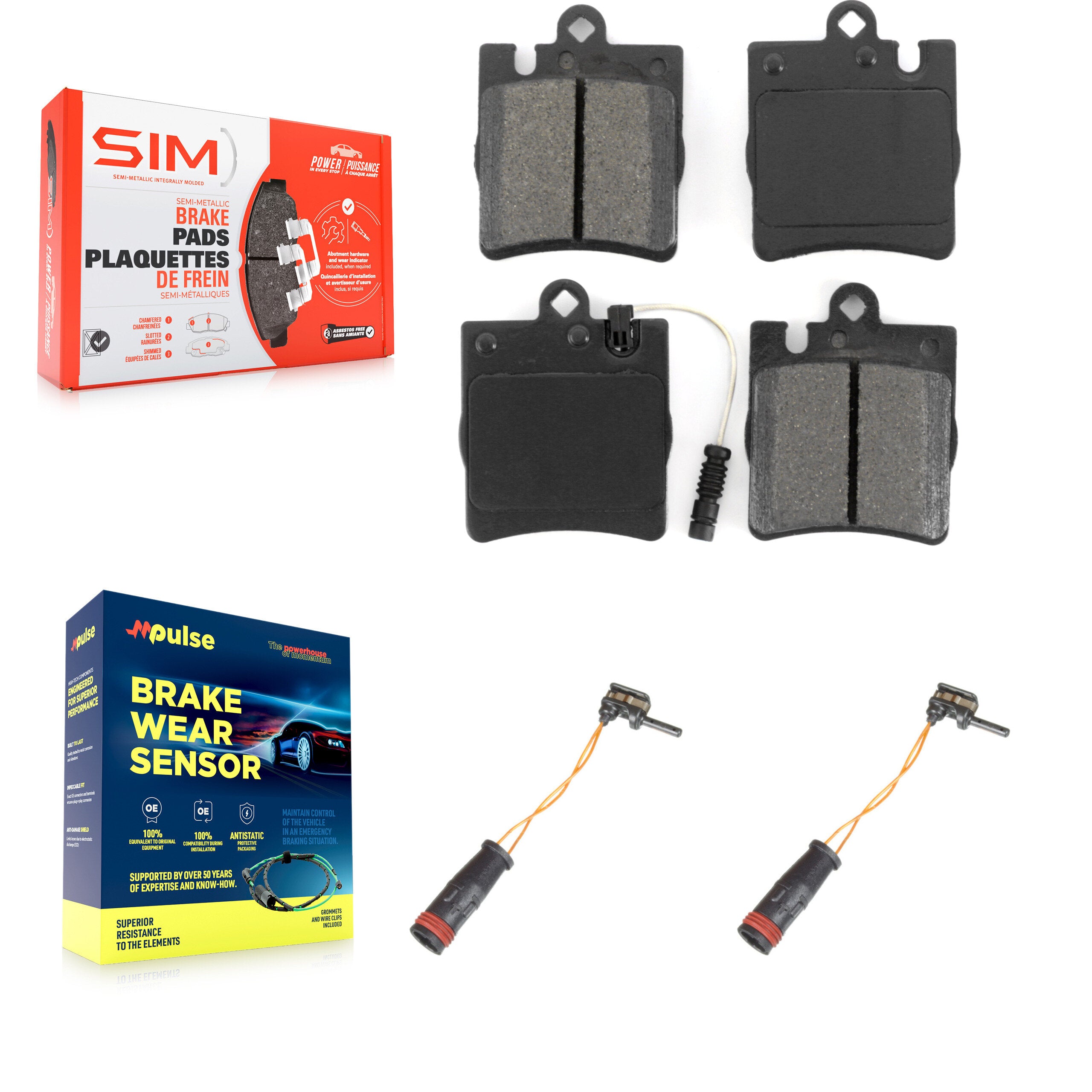 Rear Semi-Metallic Brake Pad And Extra Wear Sensor Kit For Mercedes-Benz SLK350 C230 C280 KSW-100640