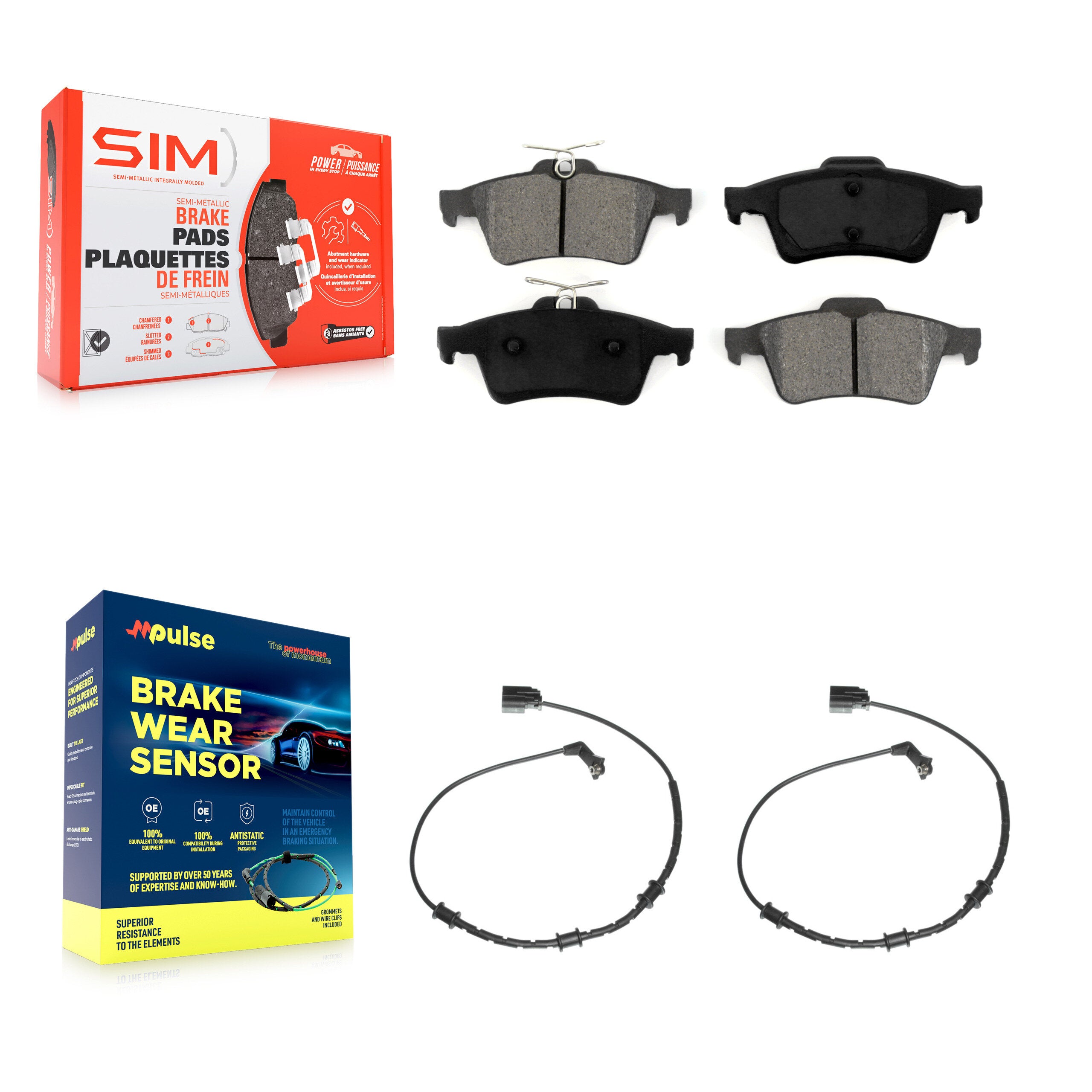 Rear Semi-Metallic Disc Brake Pads And Wear Sensors Kit For Jaguar XF XJ XK XKR KSW-100646