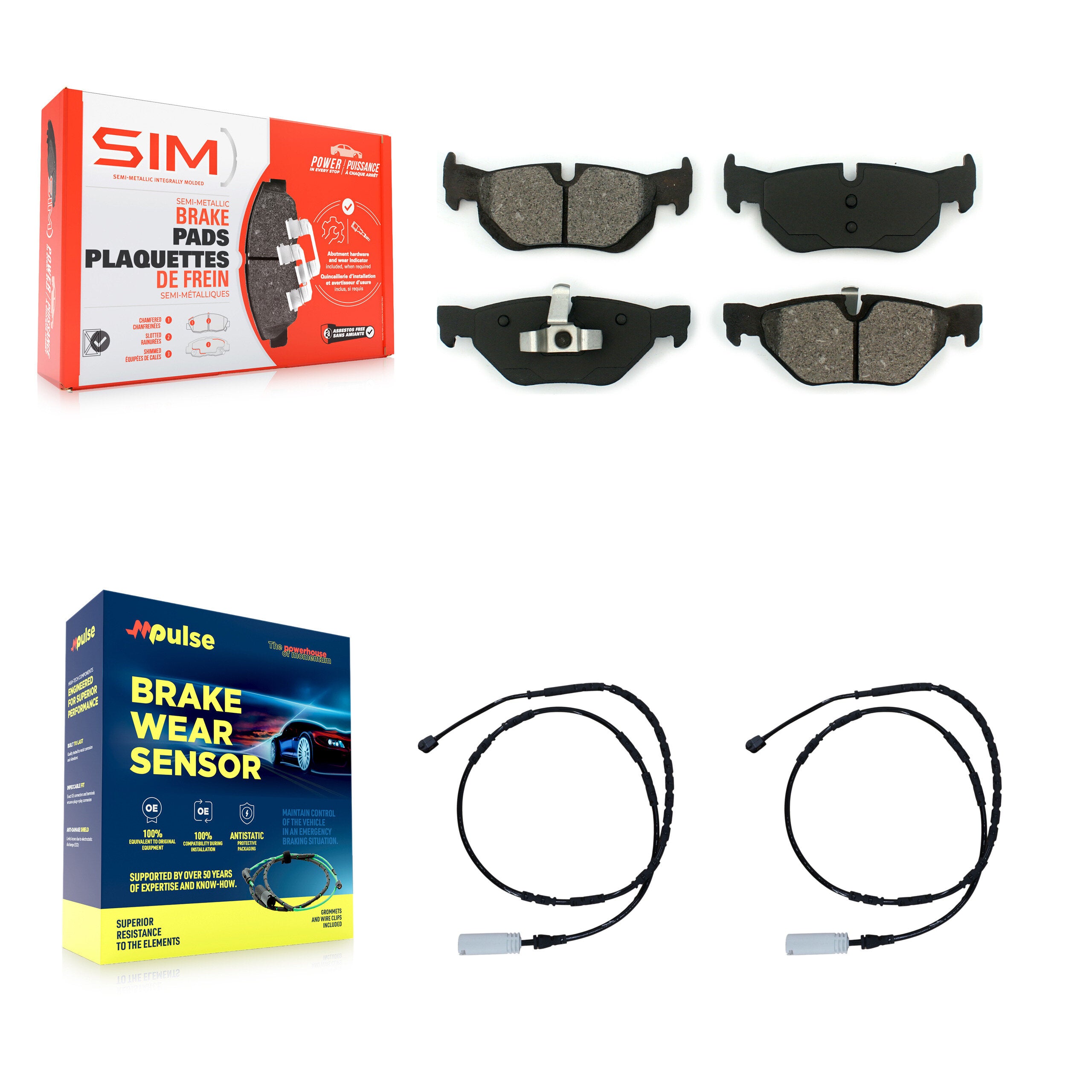 Rear Semi-Metallic Disc Brake Pads And Wear Sensors Kit For BMW 328i xDrive 128i KSW-100650