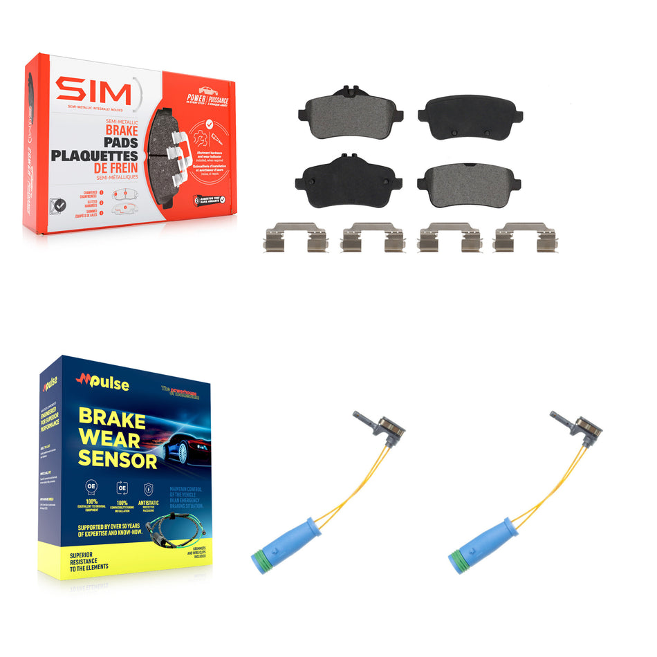 Rear Semi-Metallic Brake Pad & Wear Sensor Kit For 2014-2019 Mercedes-Benz CLA45 AMG 2.0L KSW-100657