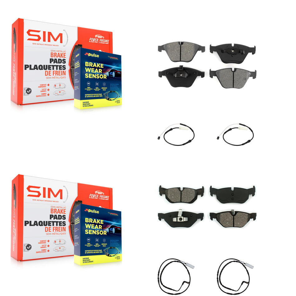Front Rear Semi-Metallic Disc Brake Pads And Wear Sensors Kit For BMW 323i 328i KSW-100677