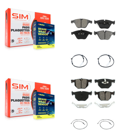Front Rear Semi-Metallic Disc Brake Pads And Wear Sensors Kit For BMW 335i xDrive KSW-100678