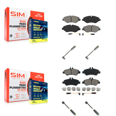 Front Rear Semi-Metallic Brake Pad & Extra Wear Sensor Kit For Freightliner Sprinter 2500 KSW-100681