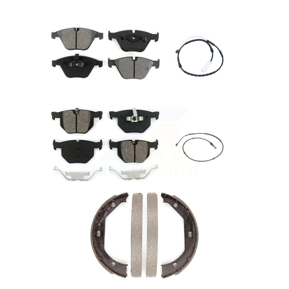 Front Rear Semi-Metallic Disc Brake Pads And Wear Sensors Kit (5Pc) For BMW 335i xDrive KSW-100690